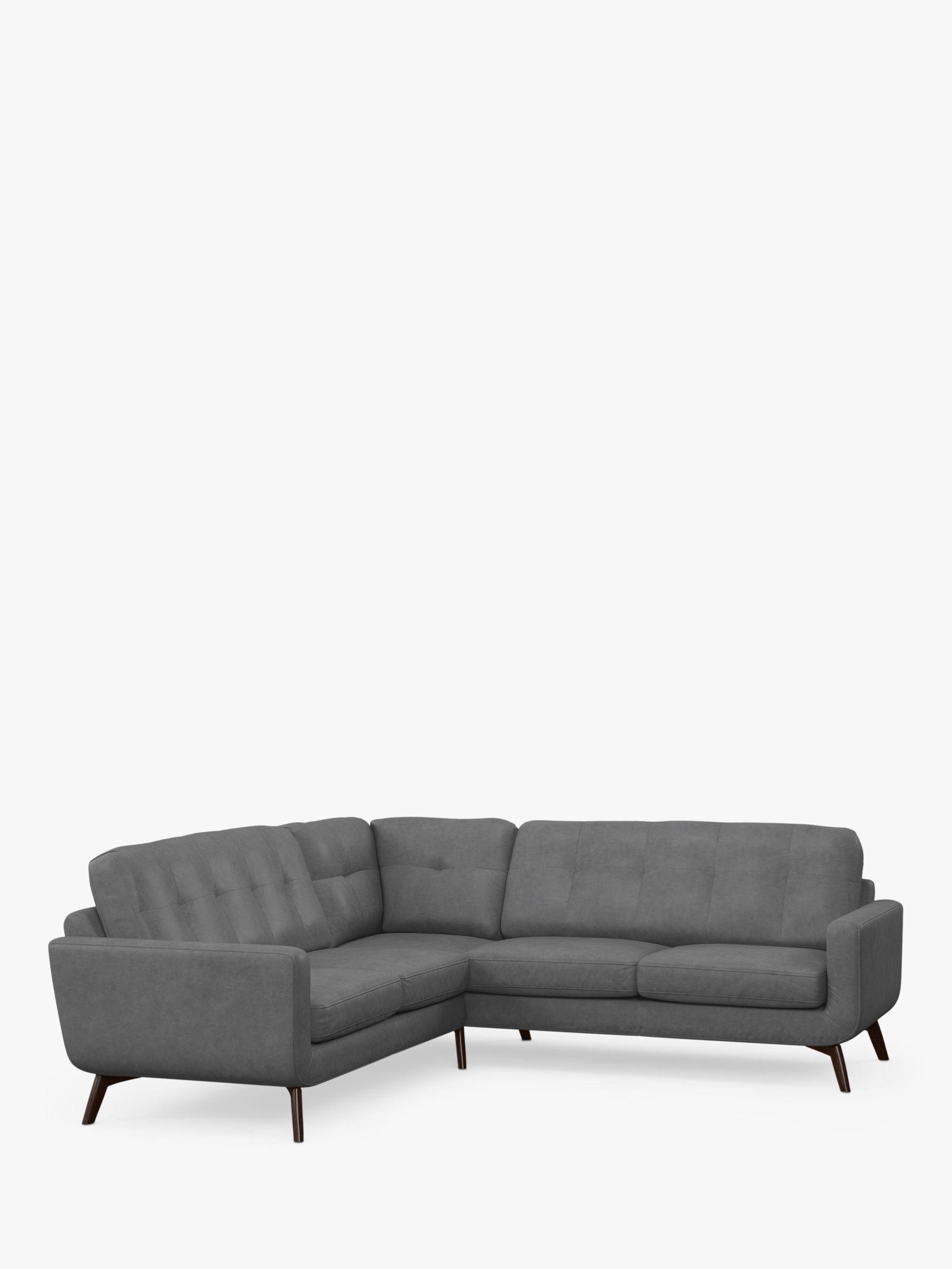 John Lewis Barbican 5+ Seater Corner Leather Sofa, Dark Leg