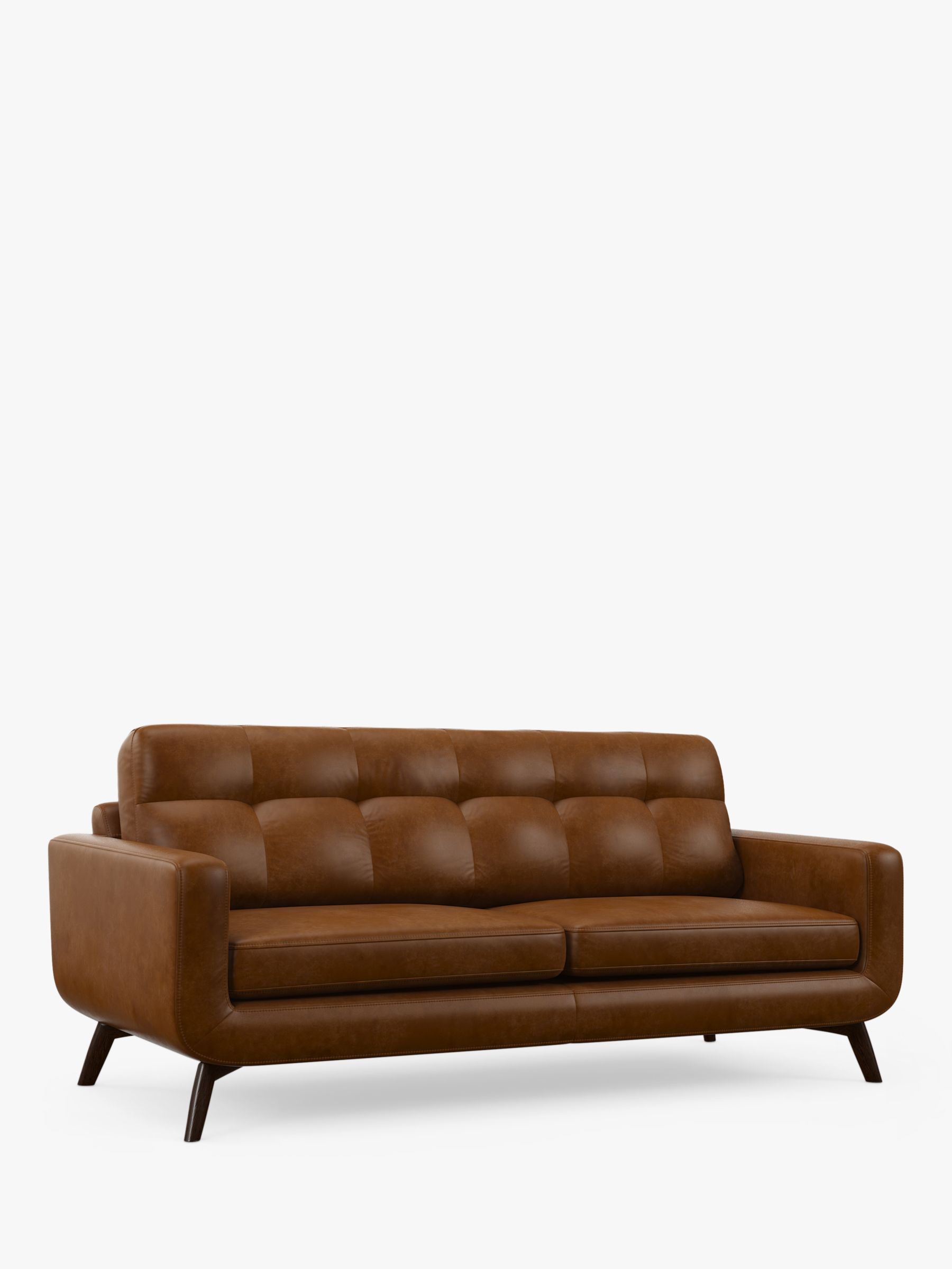 John Lewis Barbican Grand 4 Seater Leather Sofa, Dark Leg