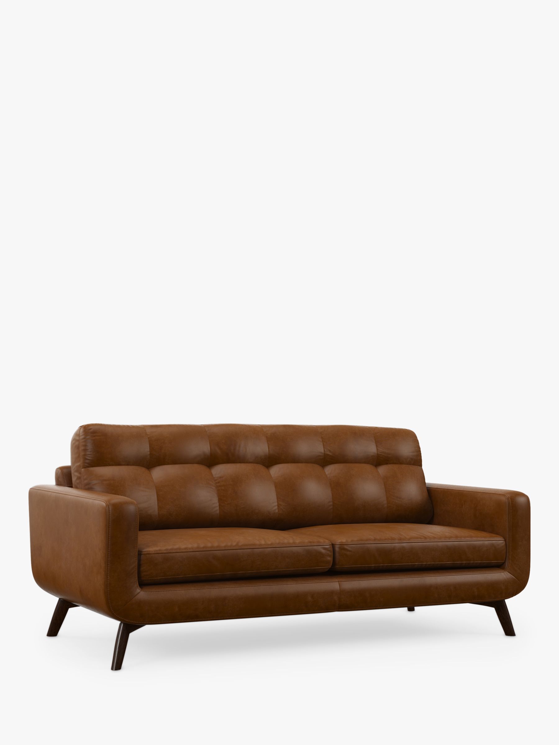 John Lewis Barbican Large 3 Seater Leather Sofa, Dark Leg