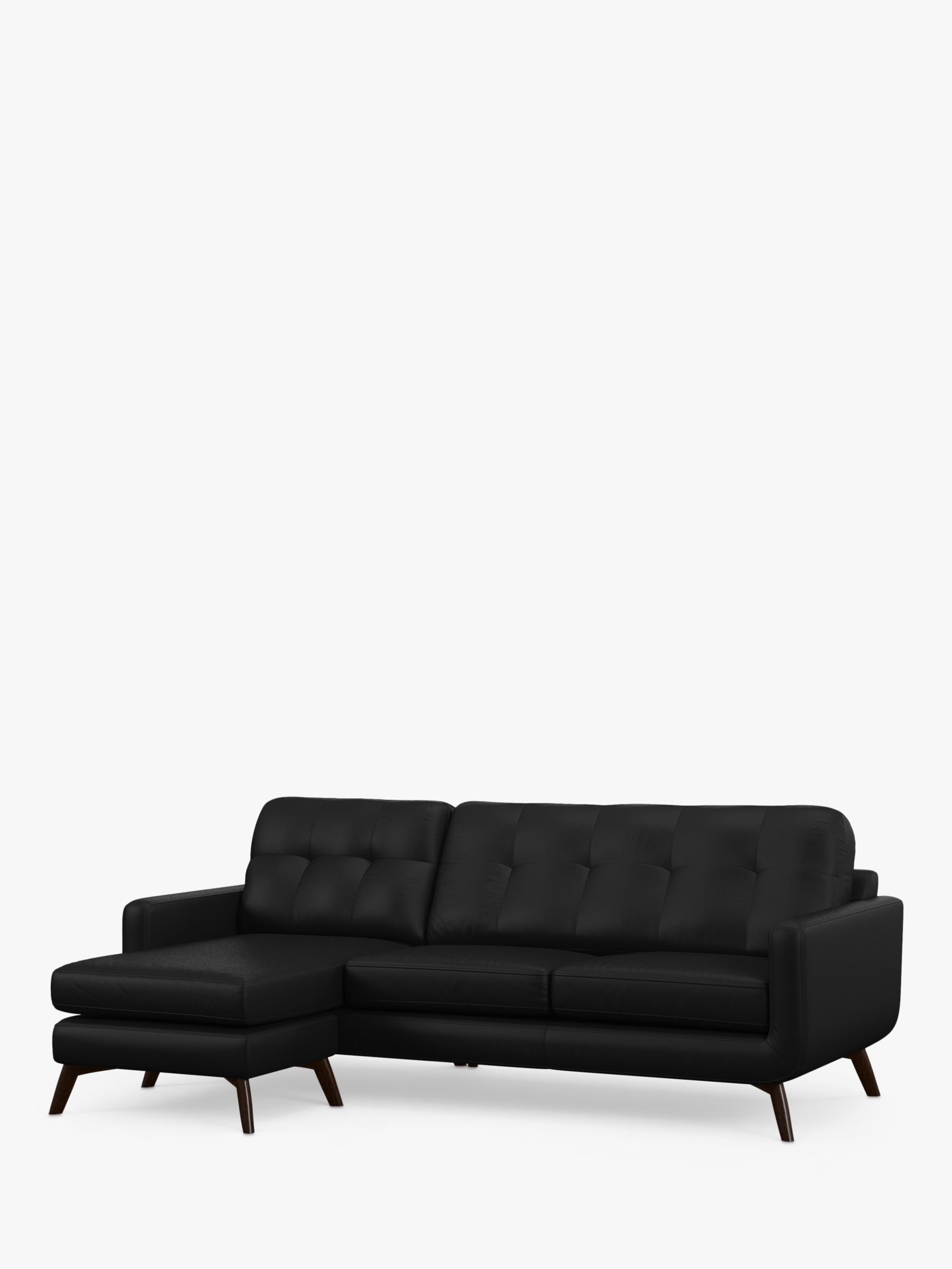 John Lewis Barbican LHF Chaise Leather Sofa, Dark Leg