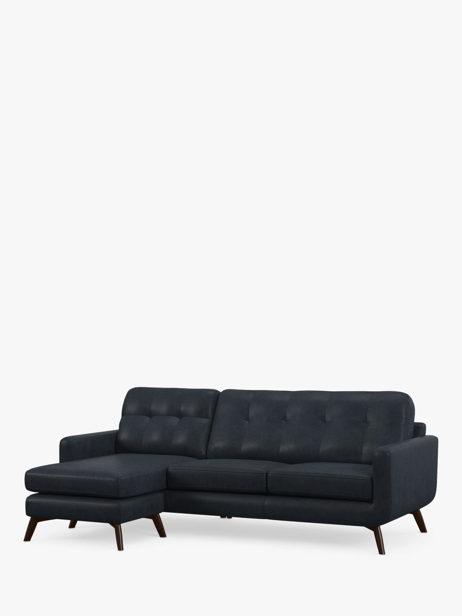 John Lewis Barbican LHF Chaise Leather Sofa, Dark Leg