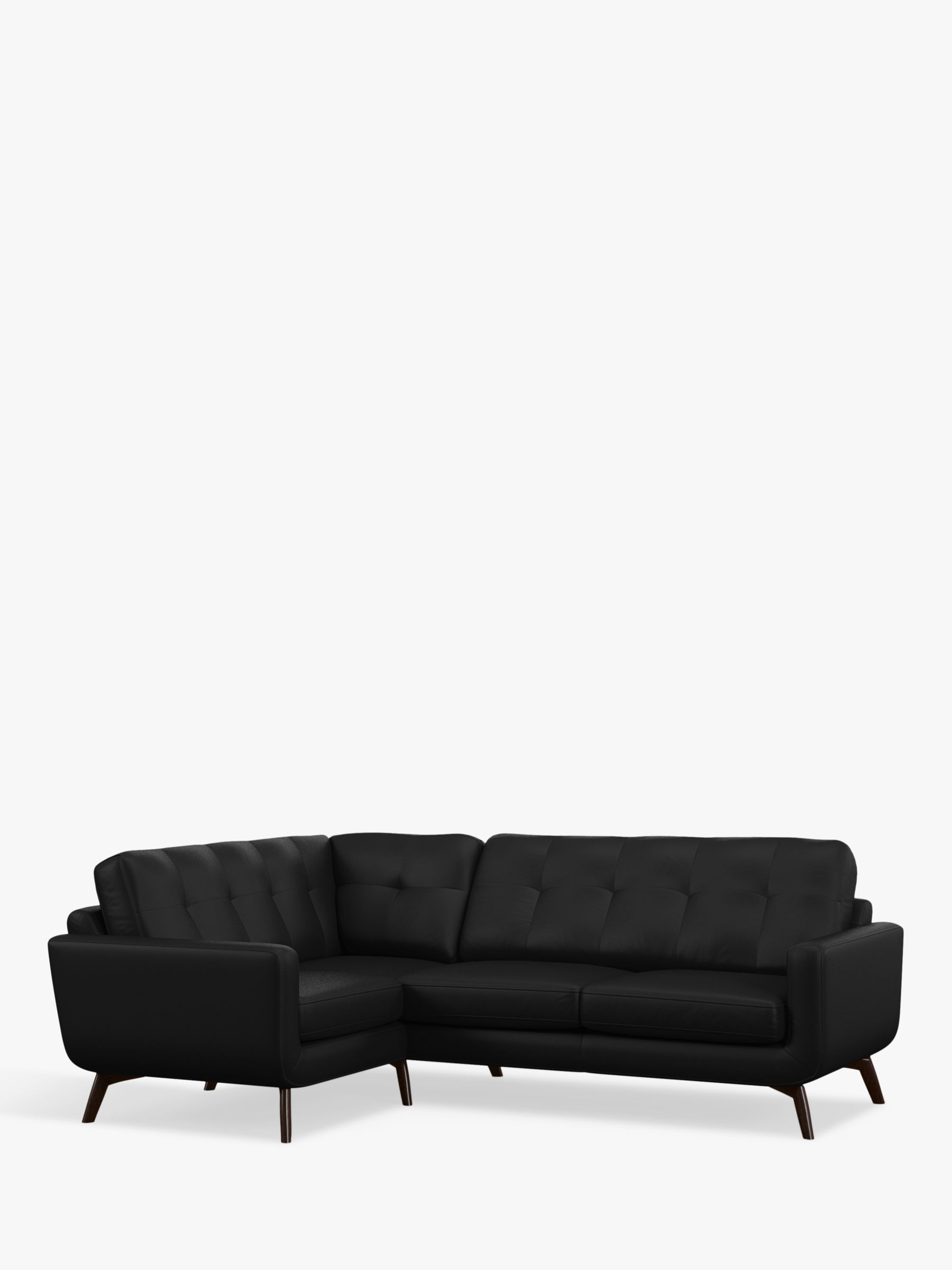 John Lewis Barbican LHF Chaise Leather Corner Sofa, Dark Leg