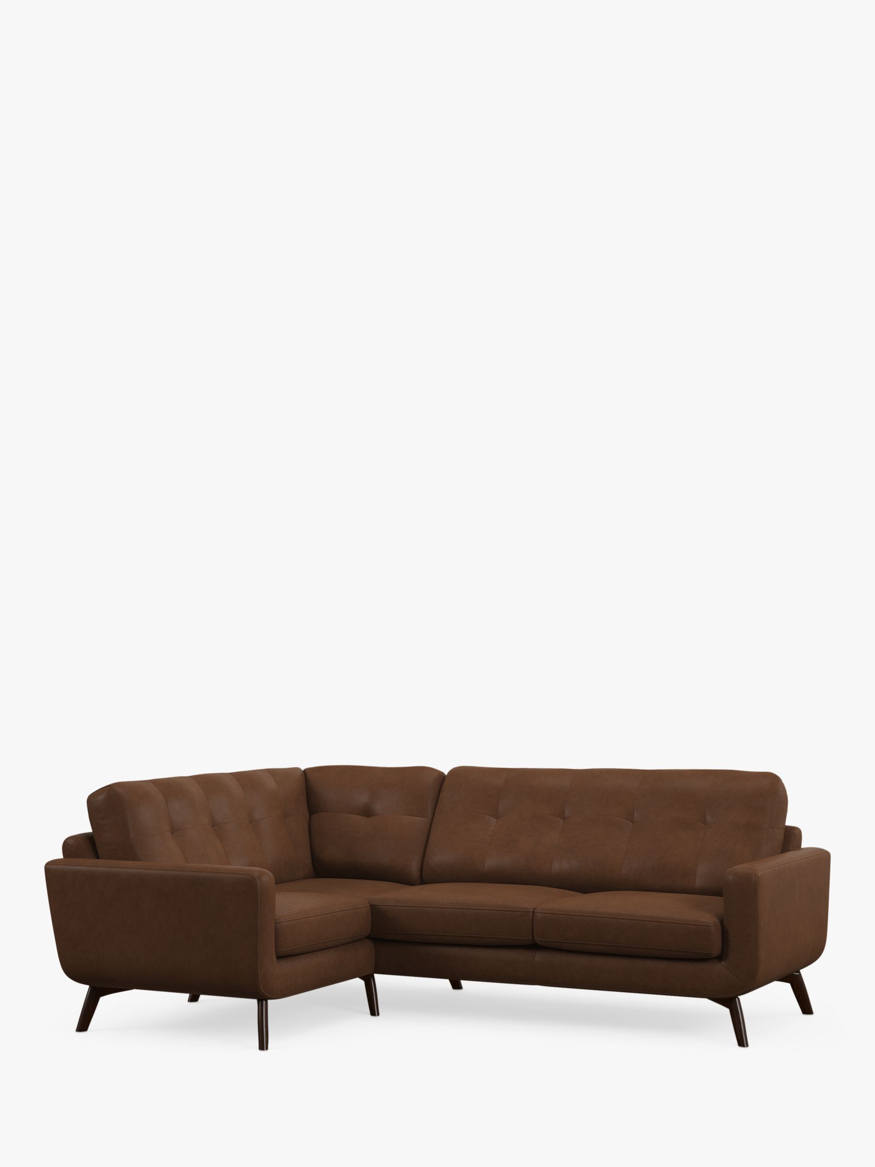 John Lewis Barbican LHF Chaise Leather Corner Sofa, Dark Leg