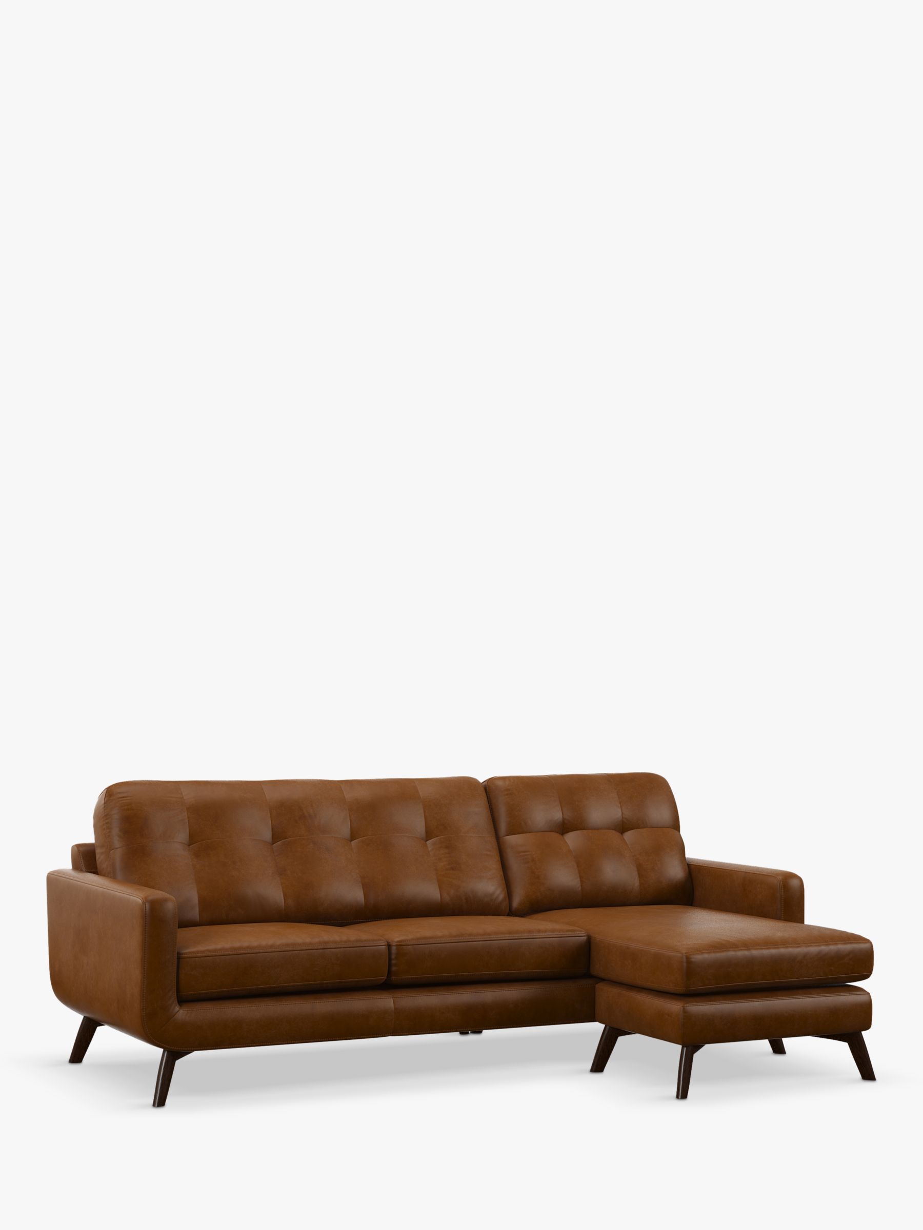 John Lewis Barbican RHF Chaise Leather Sofa, Dark Leg