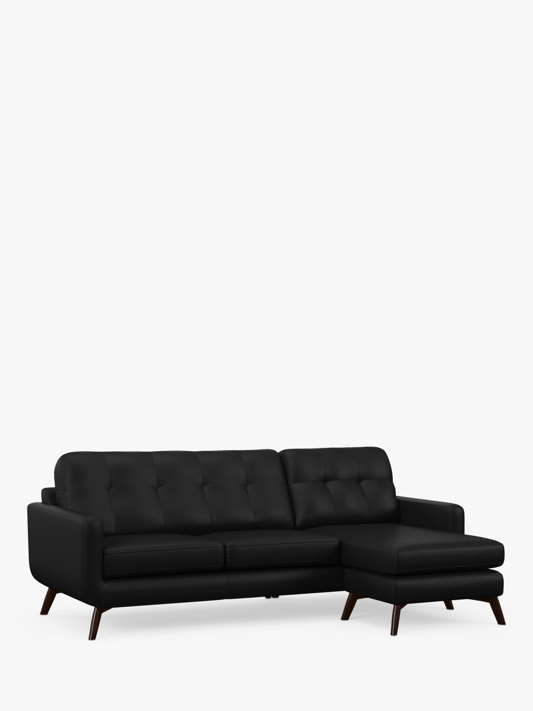 John Lewis Barbican RHF Chaise Leather Sofa, Dark Leg