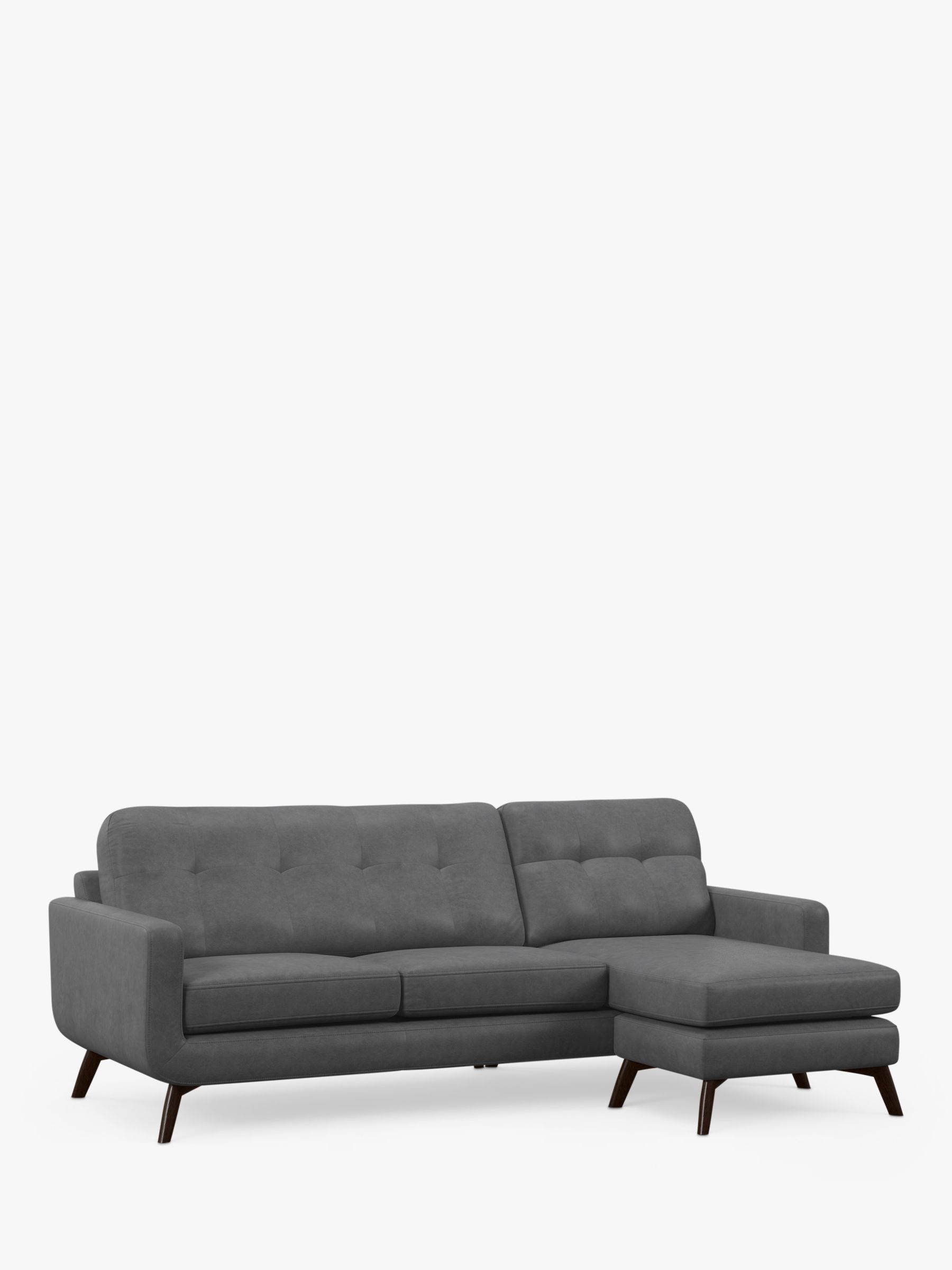 John Lewis Barbican RHF Chaise Leather Sofa, Dark Leg