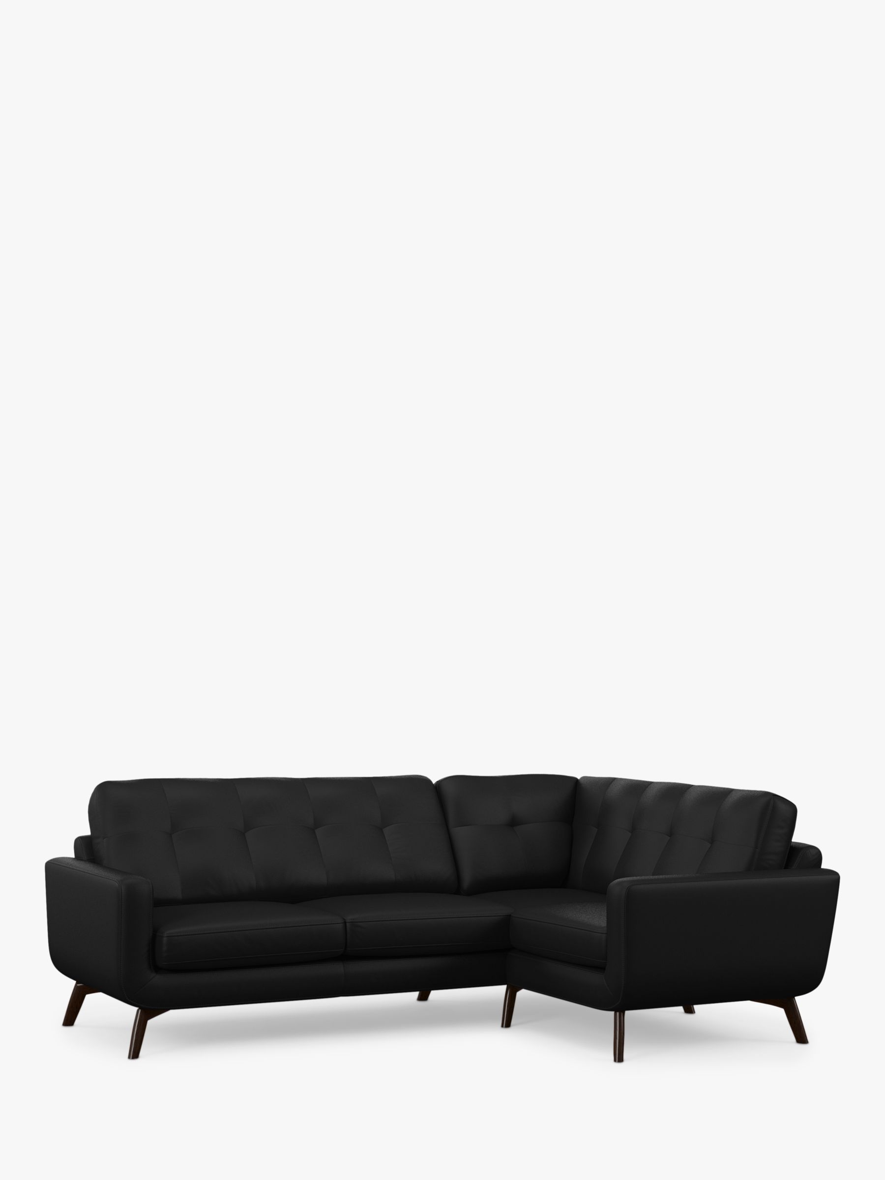 John Lewis Barbican RHF Chaise Leather Corner Sofa, Dark Leg