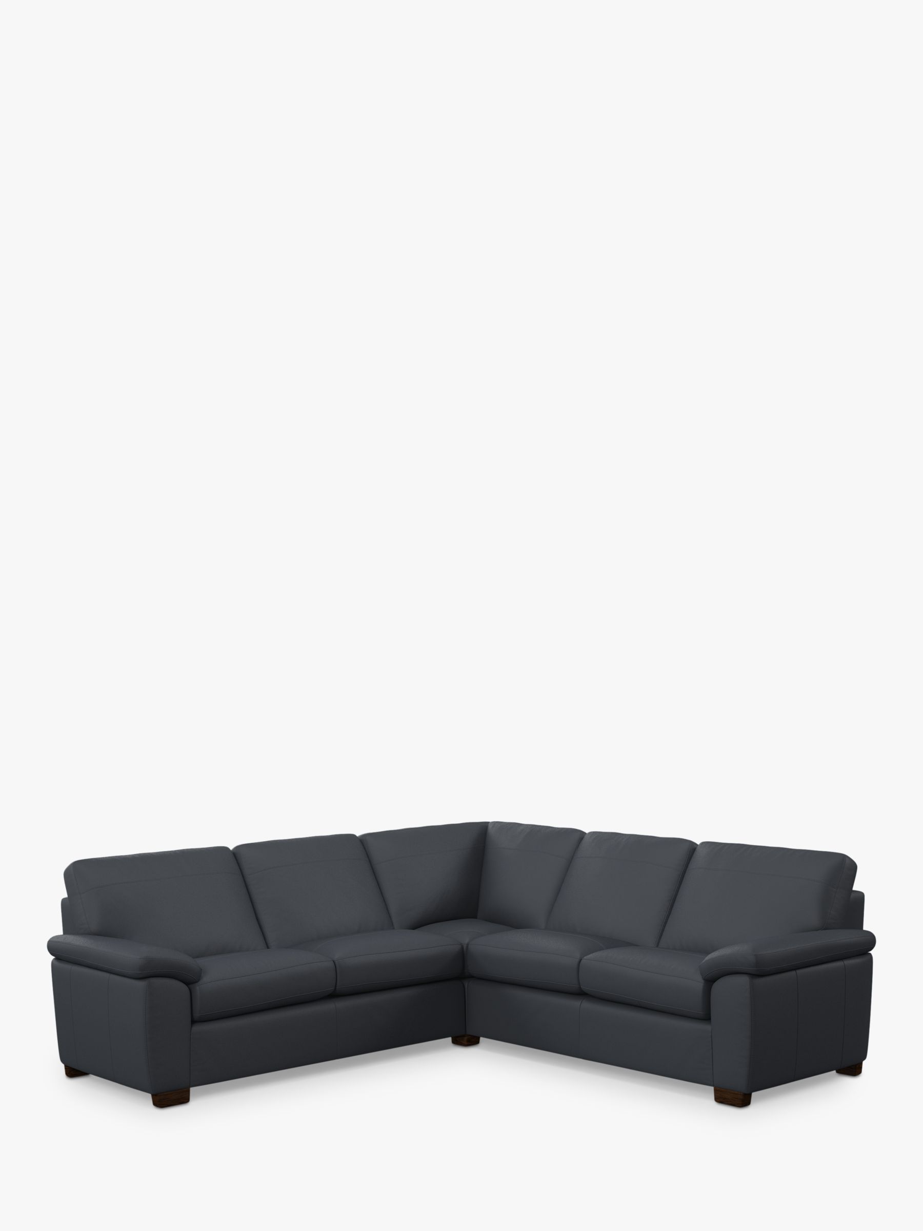 John Lewis Camden 5+ Seater Corner Leather Sofa, Dark Leg