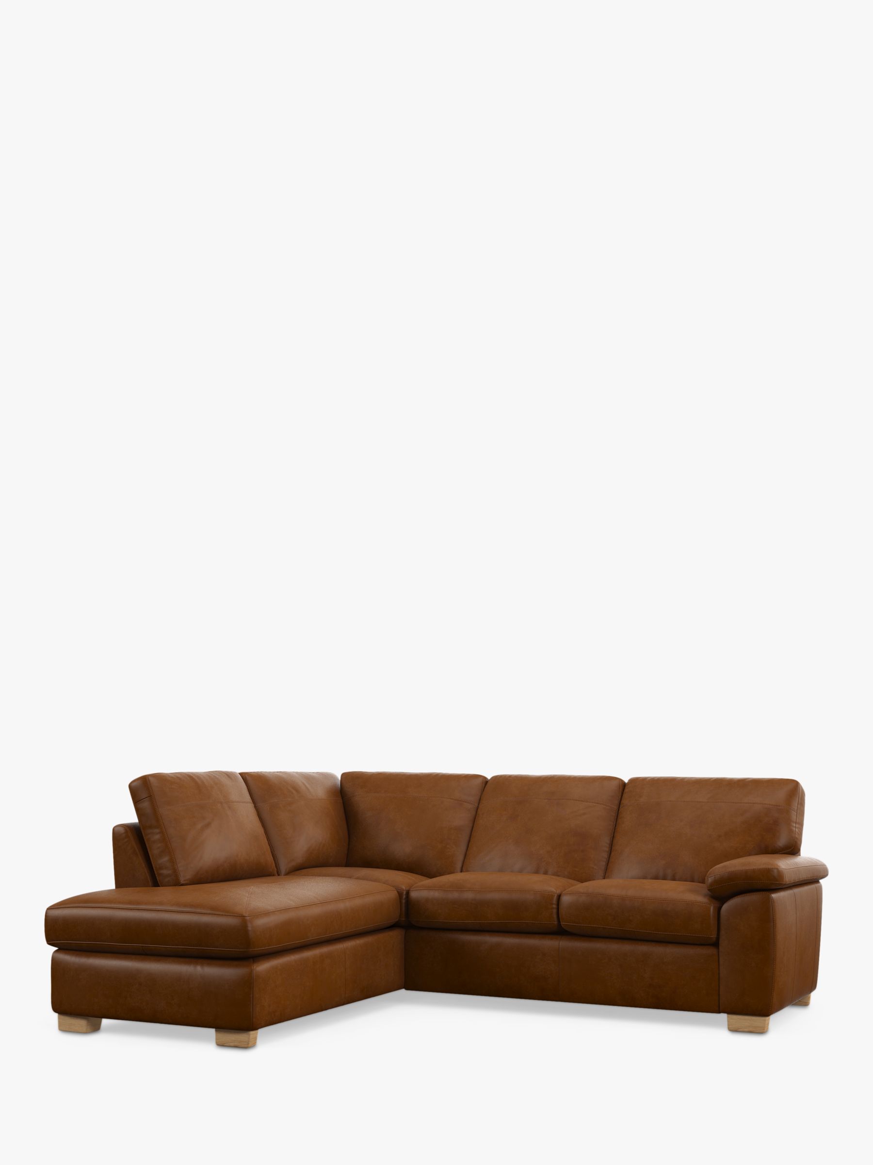 John Lewis Camden LHF Chaise Corner Leather Sofa, Light Leg