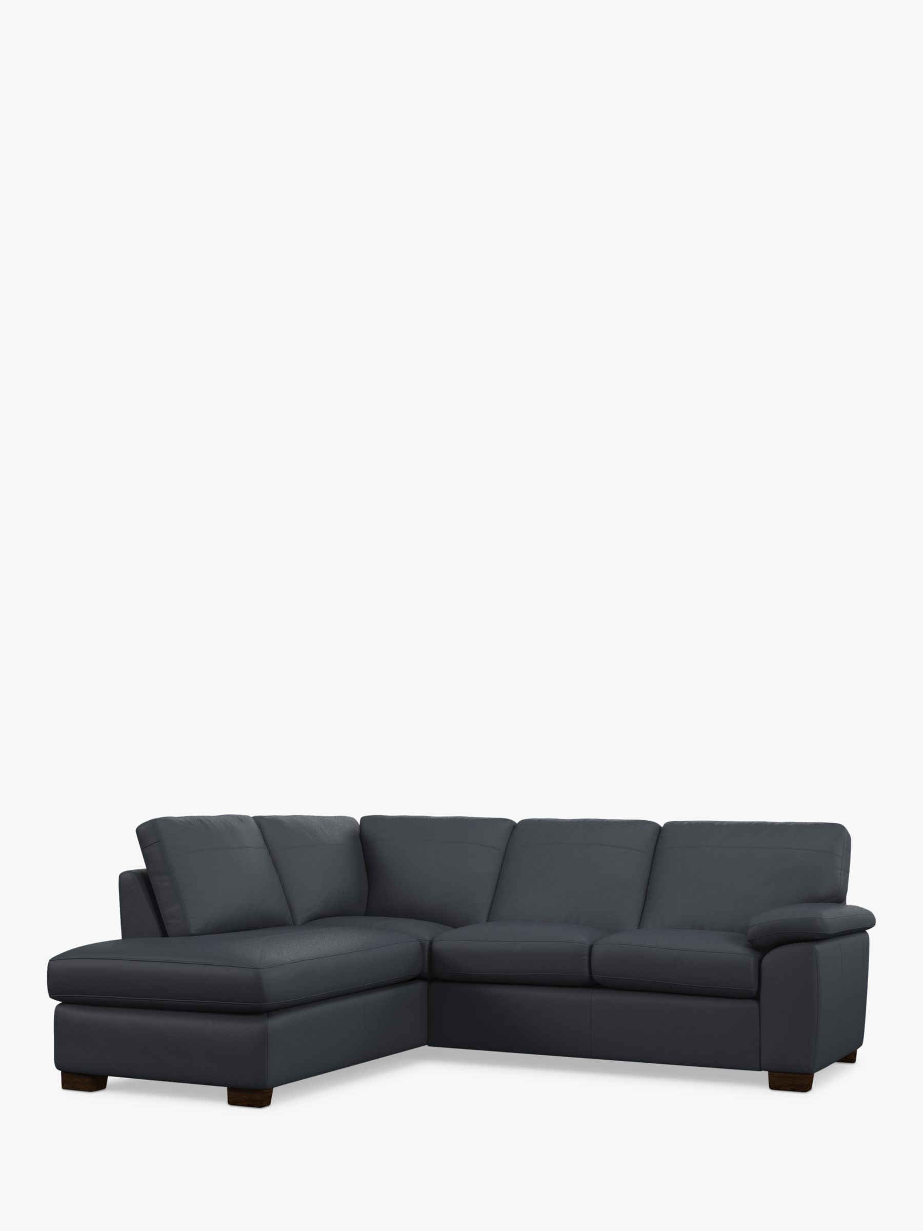 John Lewis Camden LHF Leather Corner Sofa, Dark Leg