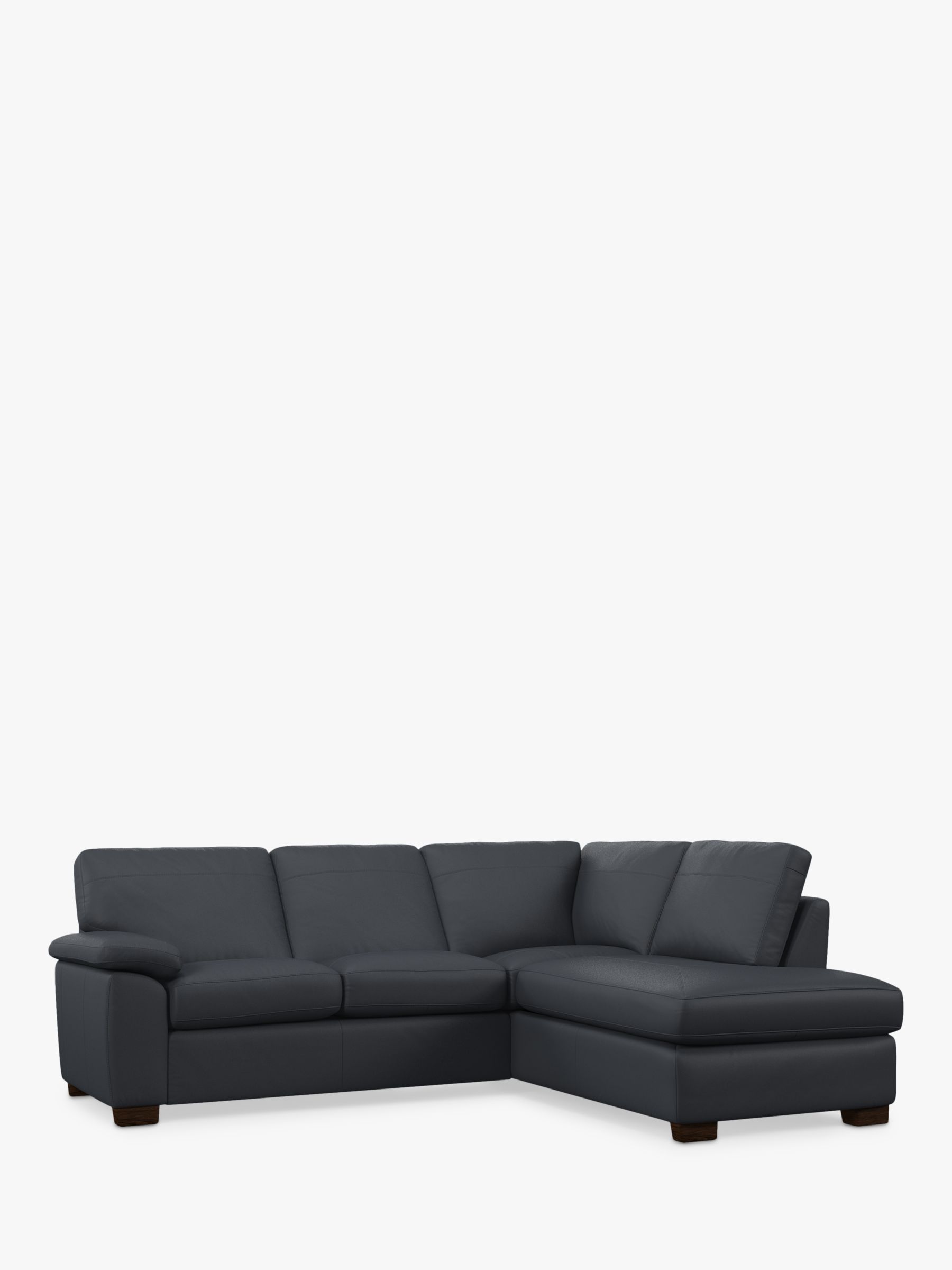 John Lewis Camden RHF Chaise Corner Leather Sofa, Dark Leg