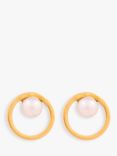 Susan Caplan Faux Pearl Circle Stud Earrings, Gold