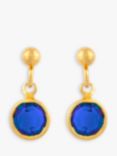 Susan Caplan Sapphire Swarovski Crystal Drop Earrings, Gold