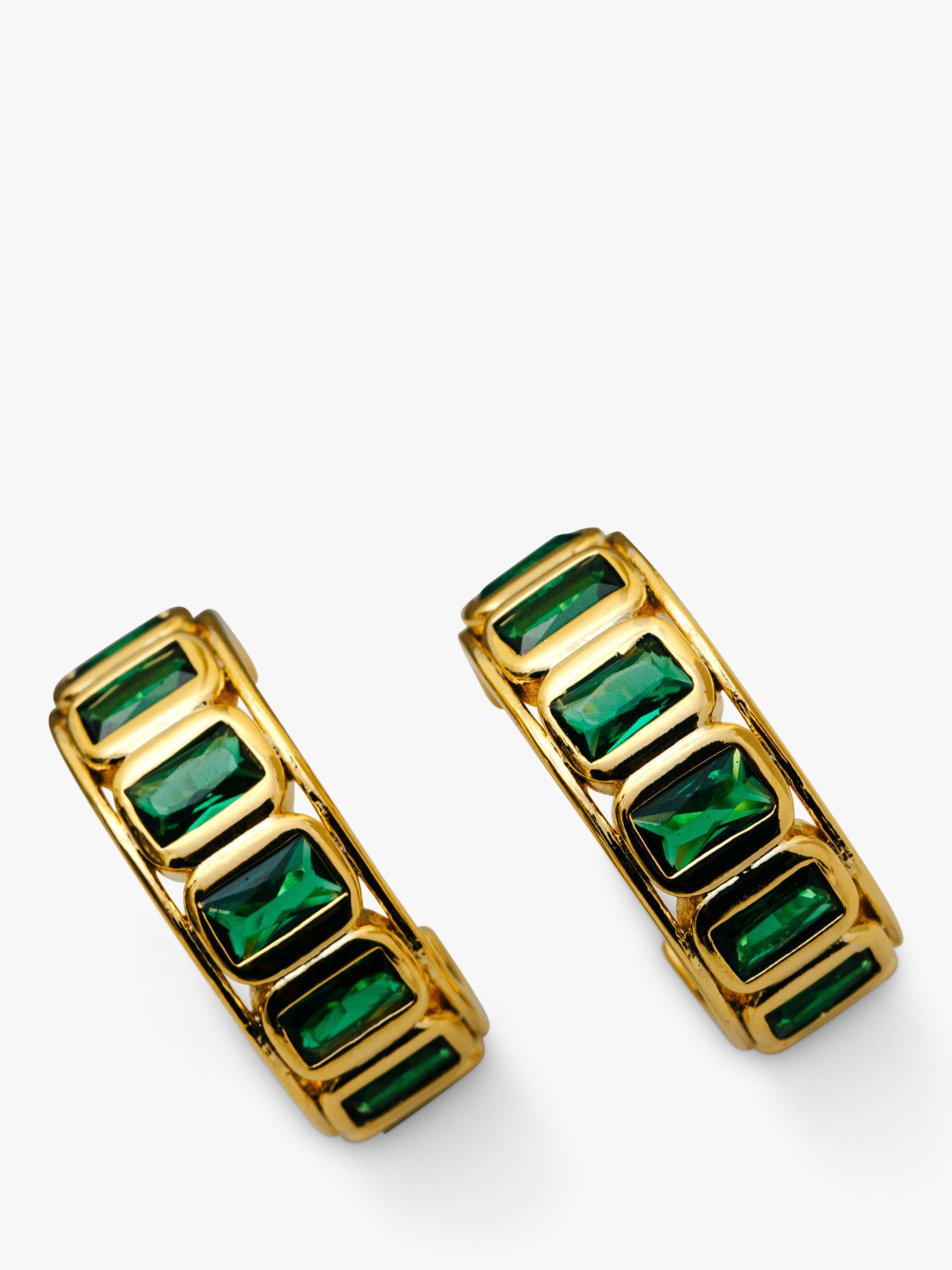 Buy Orelia Crystal Baguette Medium Hoop Earrings, Gold/Green Online at johnlewis.com