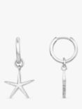 Orelia Starfish Charm Huggie Hoop Earrings, Silver