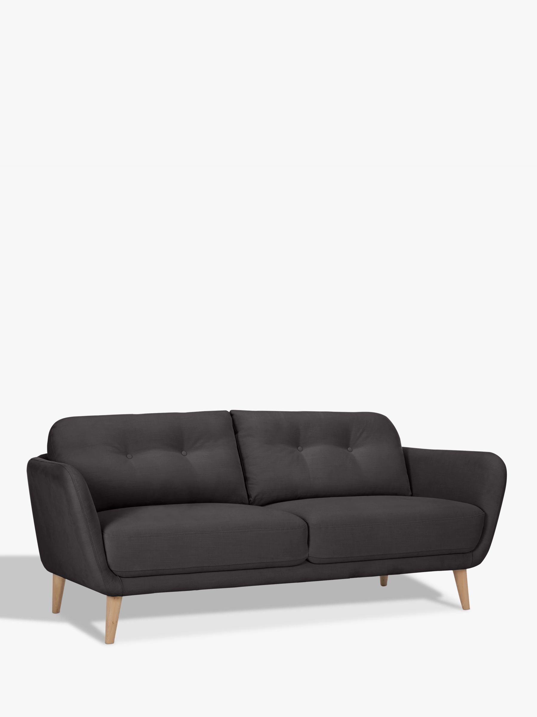 Arlo Range, John Lewis Arlo Medium 2 Seater Sofa, Light Leg, Smooth Velvet Charcoal