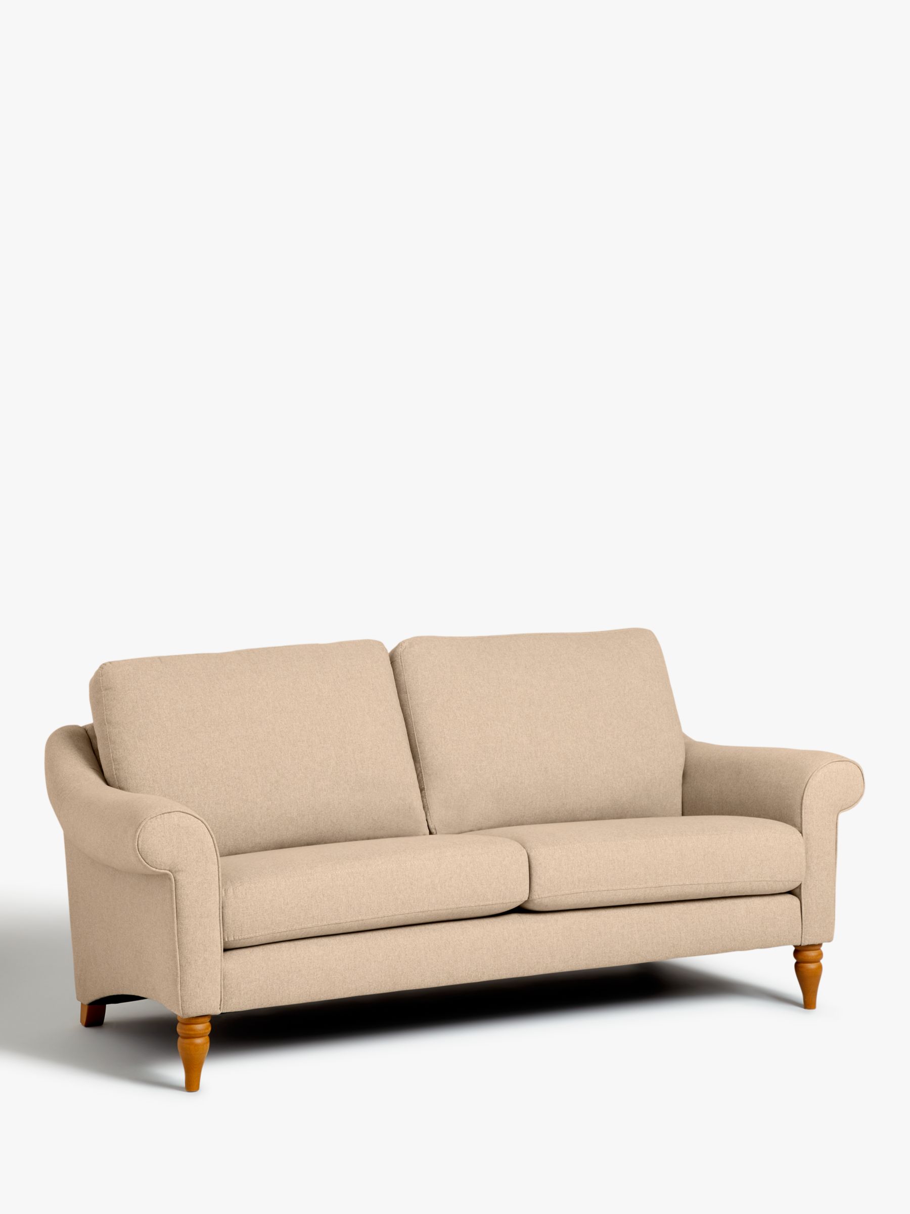 Camber Range, John Lewis Camber Large 3 Seater Sofa, Light Leg, Easy Clean Recycled Brushed Cotton Natural