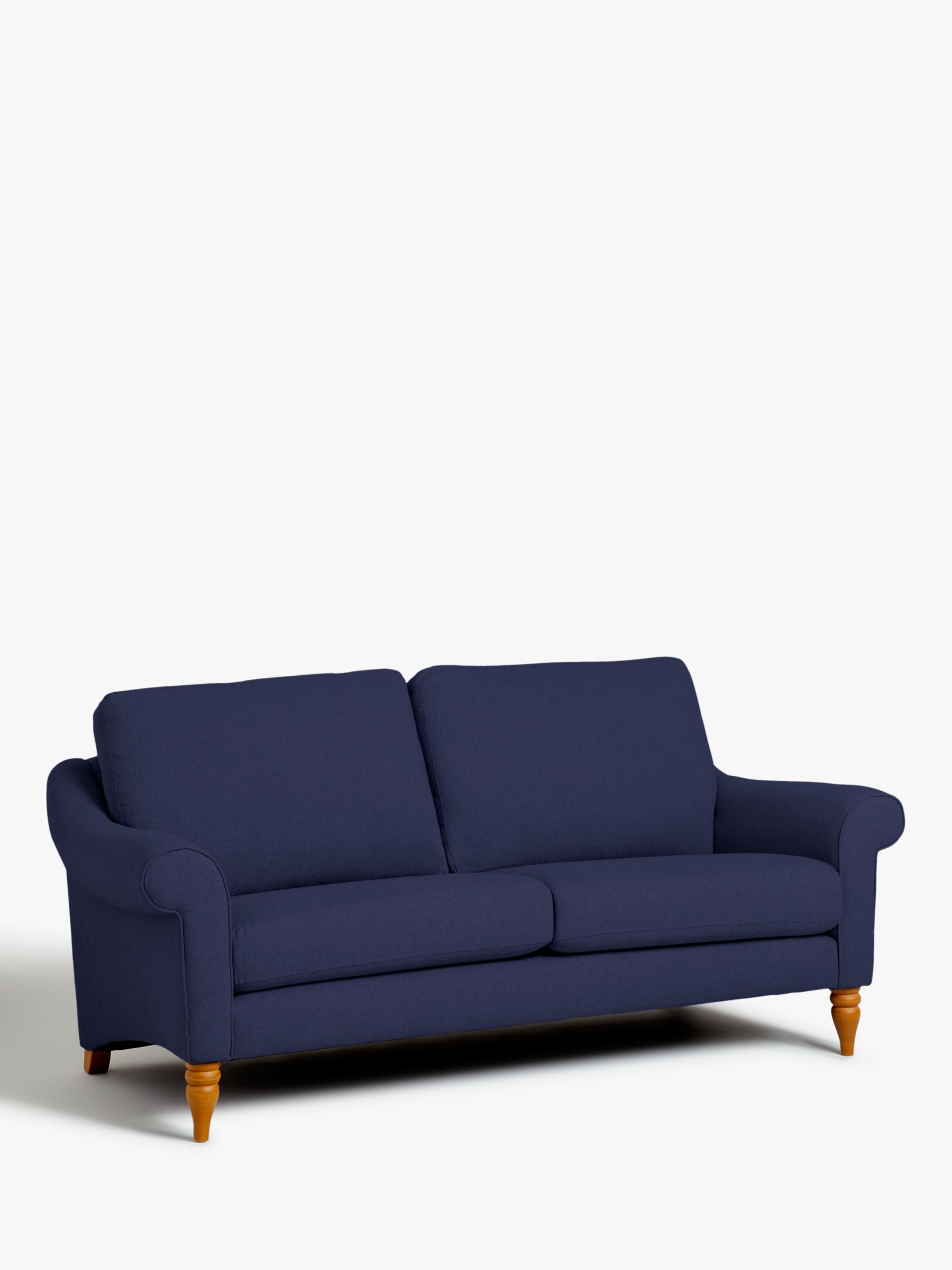 Camber Range, John Lewis Camber Large 3 Seater Sofa, Light Leg, Easy Clean Recycled Brushed Cotton Navy