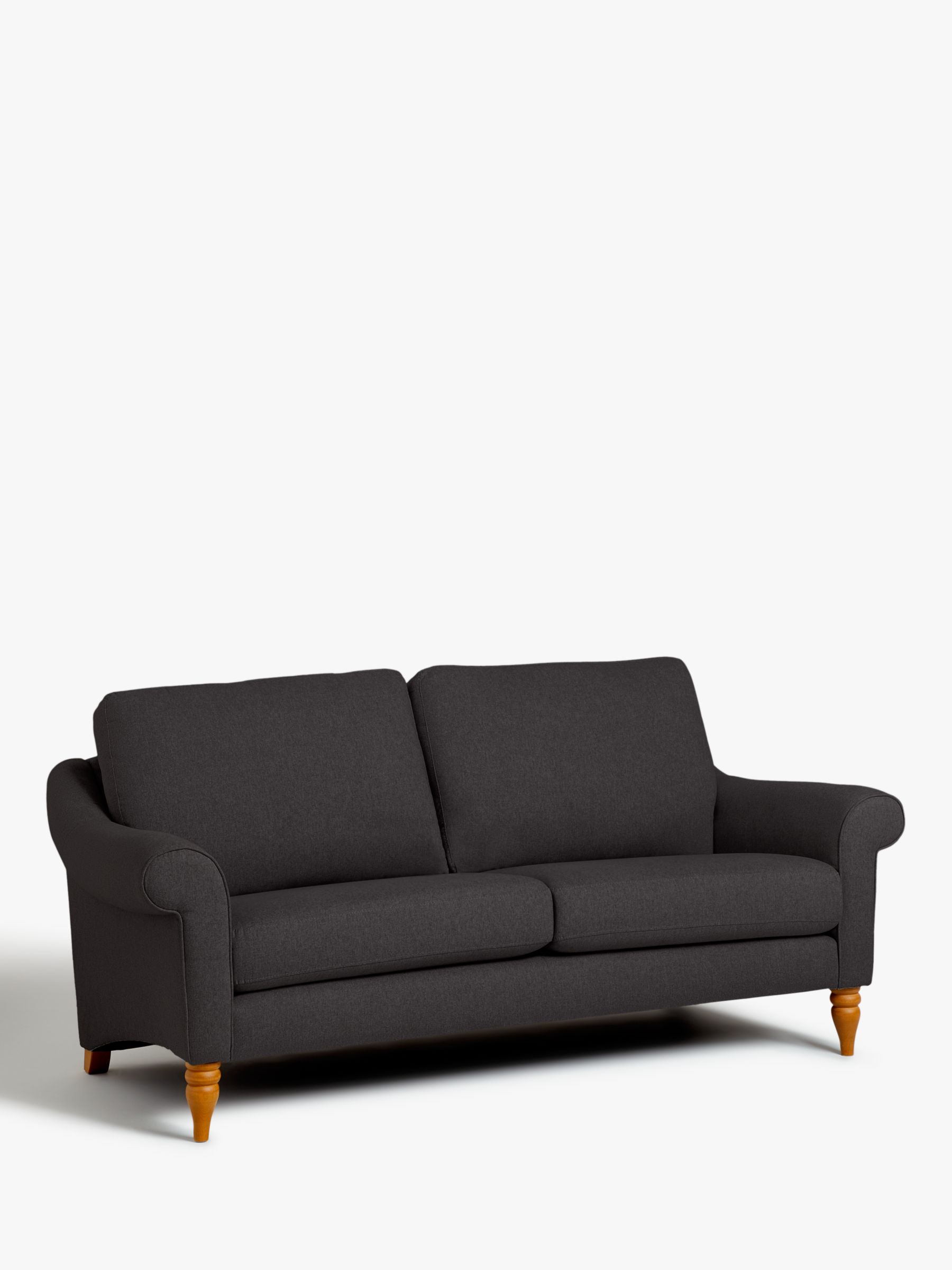 Camber Range, John Lewis Camber Large 3 Seater Sofa, Light Leg, Smooth Velvet Charcoal