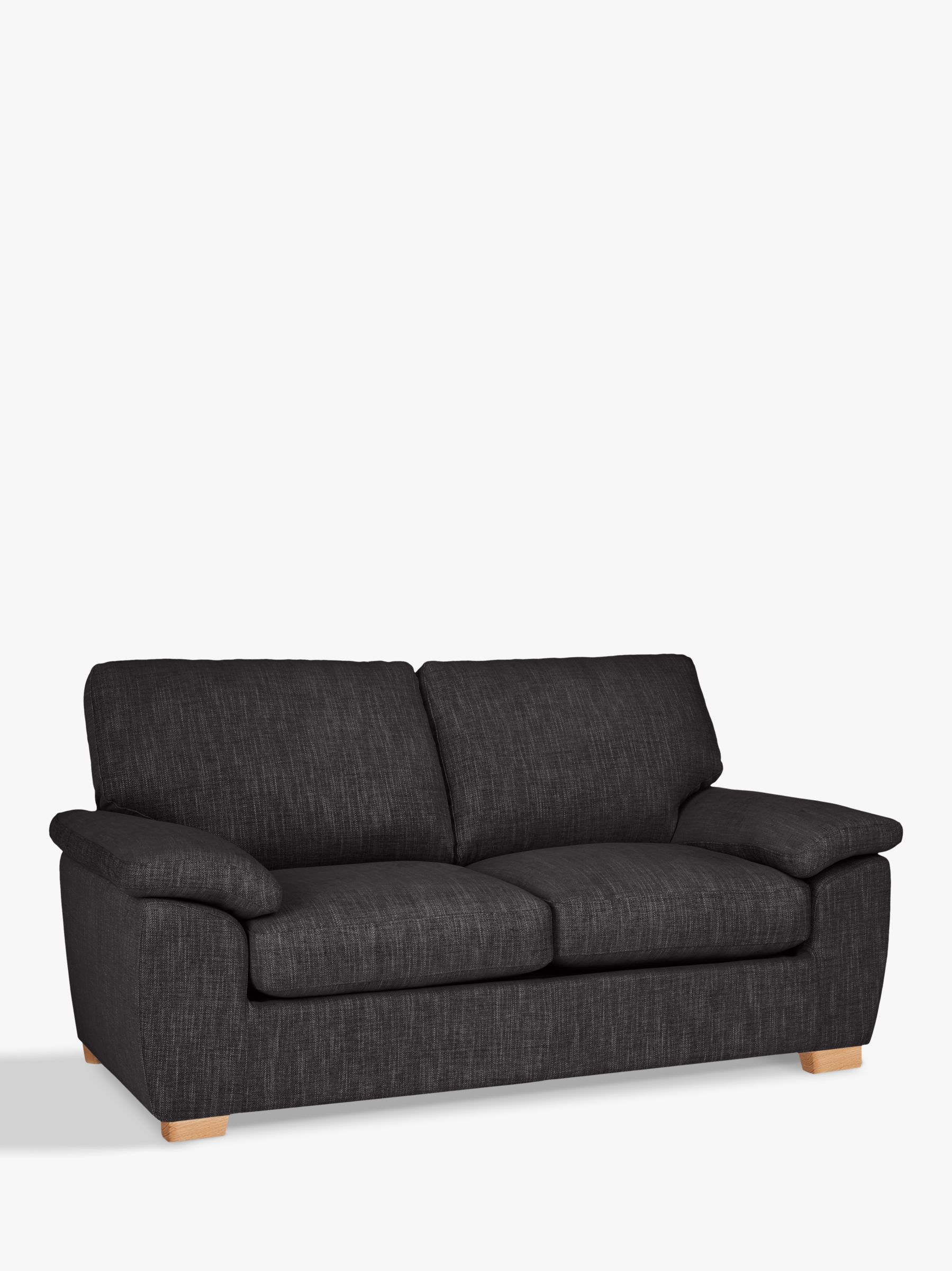Camden Range, John Lewis Camden Medium 2 Seater Sofa, Light Leg, Smooth Velvet Charcoal