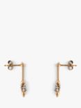 L & T Heirlooms Second Hand 9ct Yellow Gold & Rhodium Beaded Drop Earrings