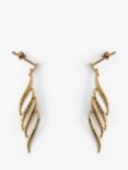 L & T Heirlooms Second Hand 9ct Yellow Gold Leaf Shaped Drop Earrings, Gold