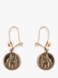 L & T Heirlooms Second Hand 9ct Yellow Gold St Christopher Drop Earrings, Gold