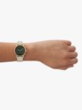 Skagen SKW3122 Women's Kuppel Lille Two-Tone Bracelet Strap Watch, Gold/Green