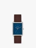 Skagen Men's Hagen Leather Strap Watch, Brown/Blue