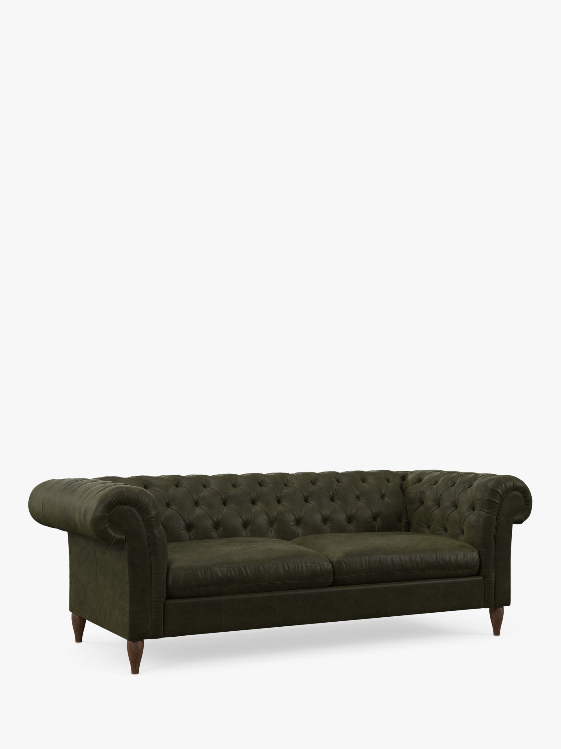 John Lewis Cromwell Grand 4 Seater Leather Sofa Bed, Dark Leg