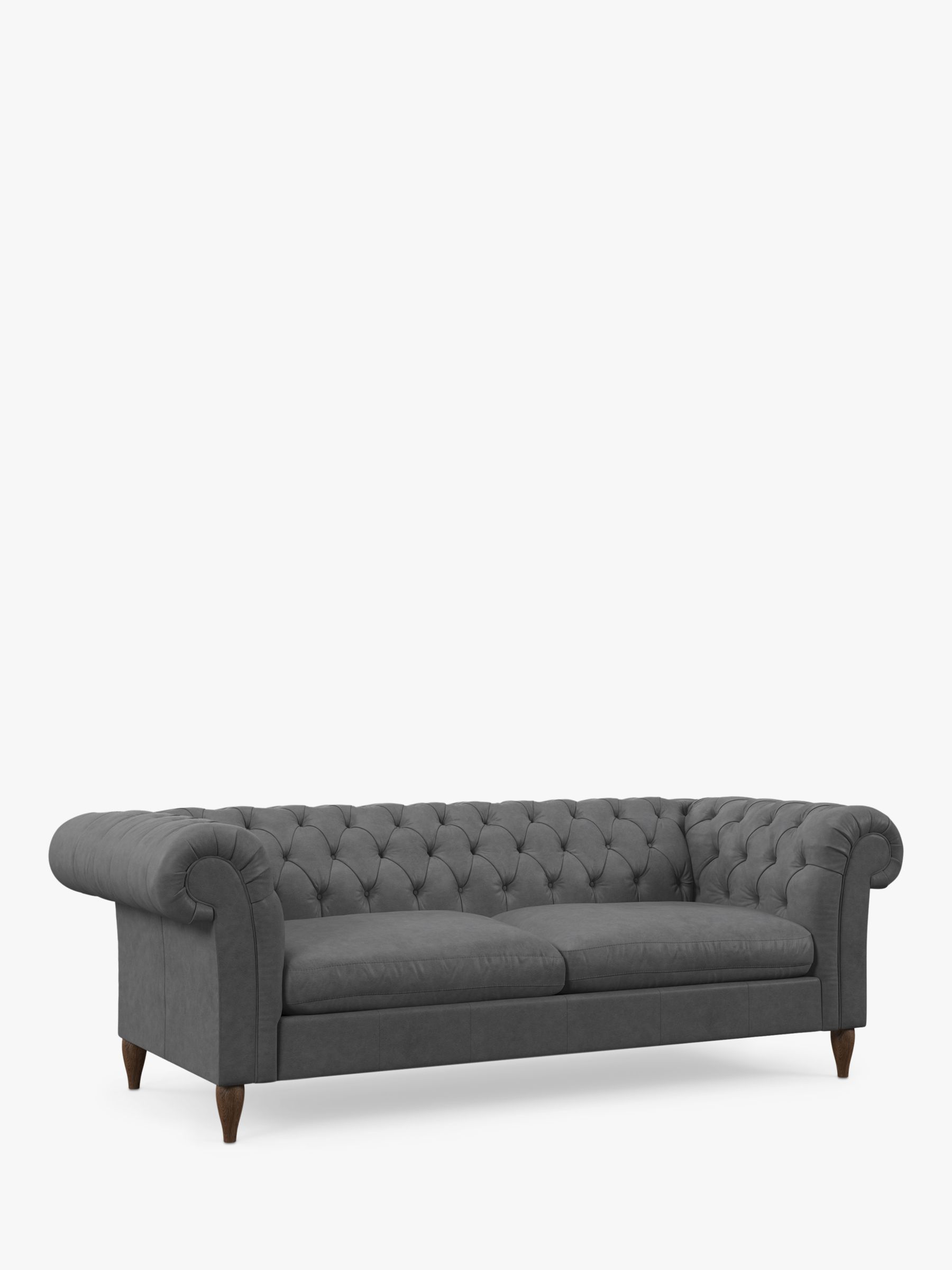 John Lewis Cromwell Grand 4 Seater Leather Sofa Bed, Dark Leg