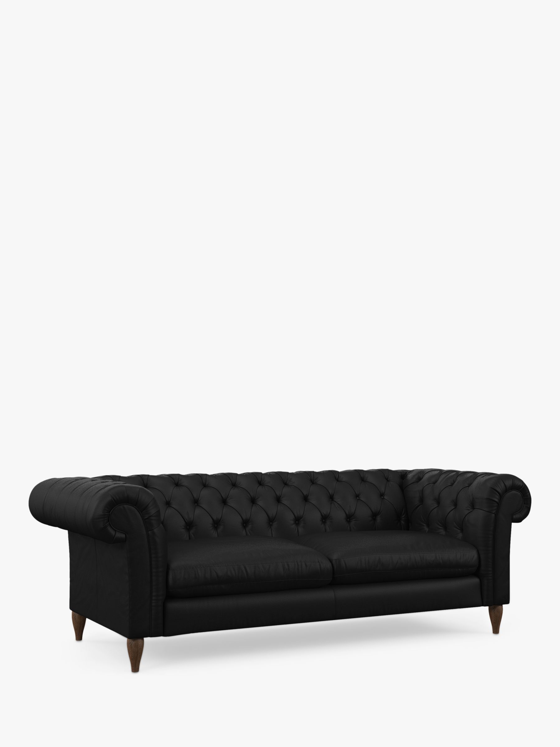 Cromwell Range, John Lewis Cromwell Grand 4 Seater Leather Sofa, Dark Leg, Matt Black