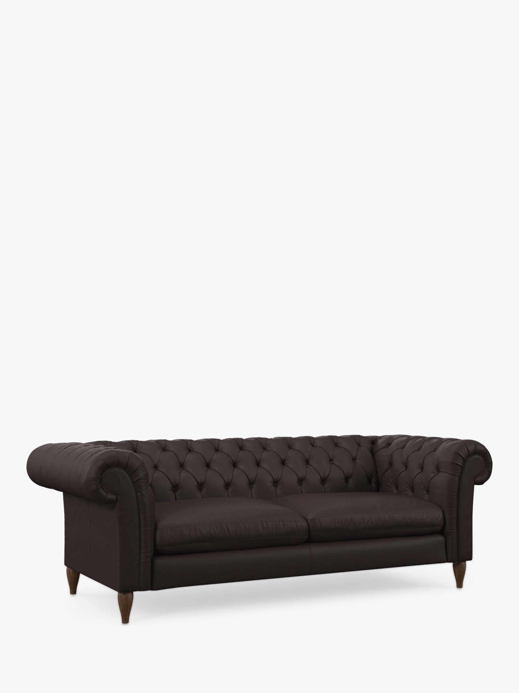 Cromwell Range, John Lewis Cromwell Grand 4 Seater Leather Sofa, Dark Leg, Matt Chocolate