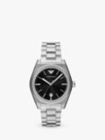 Emporio Armani Men's Federico Date Bracelet Strap Watch, Silver/Black