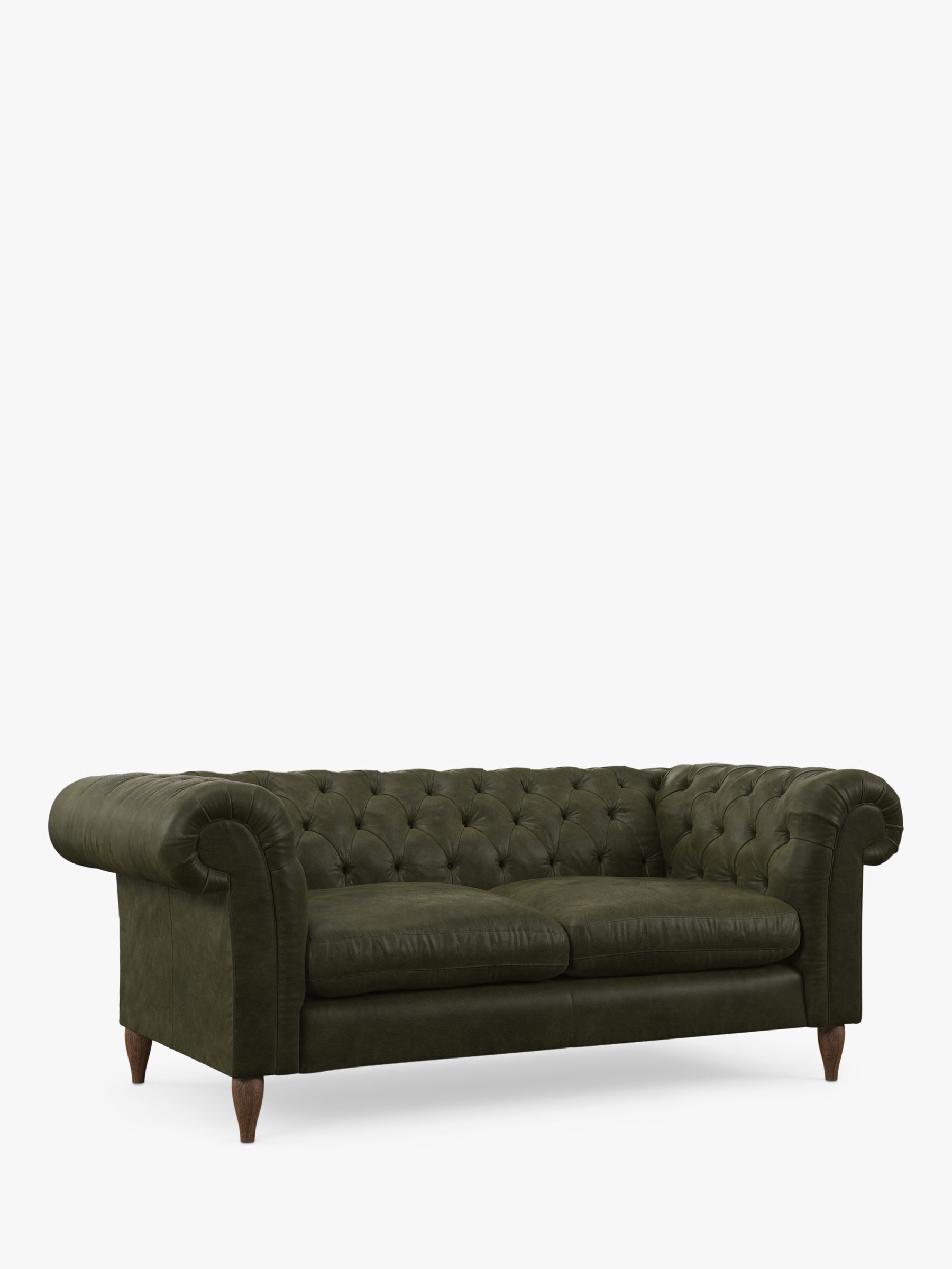 Cromwell Range, John Lewis Cromwell Large 3 Seater Leather Sofa, Dark Leg, Demetra Green