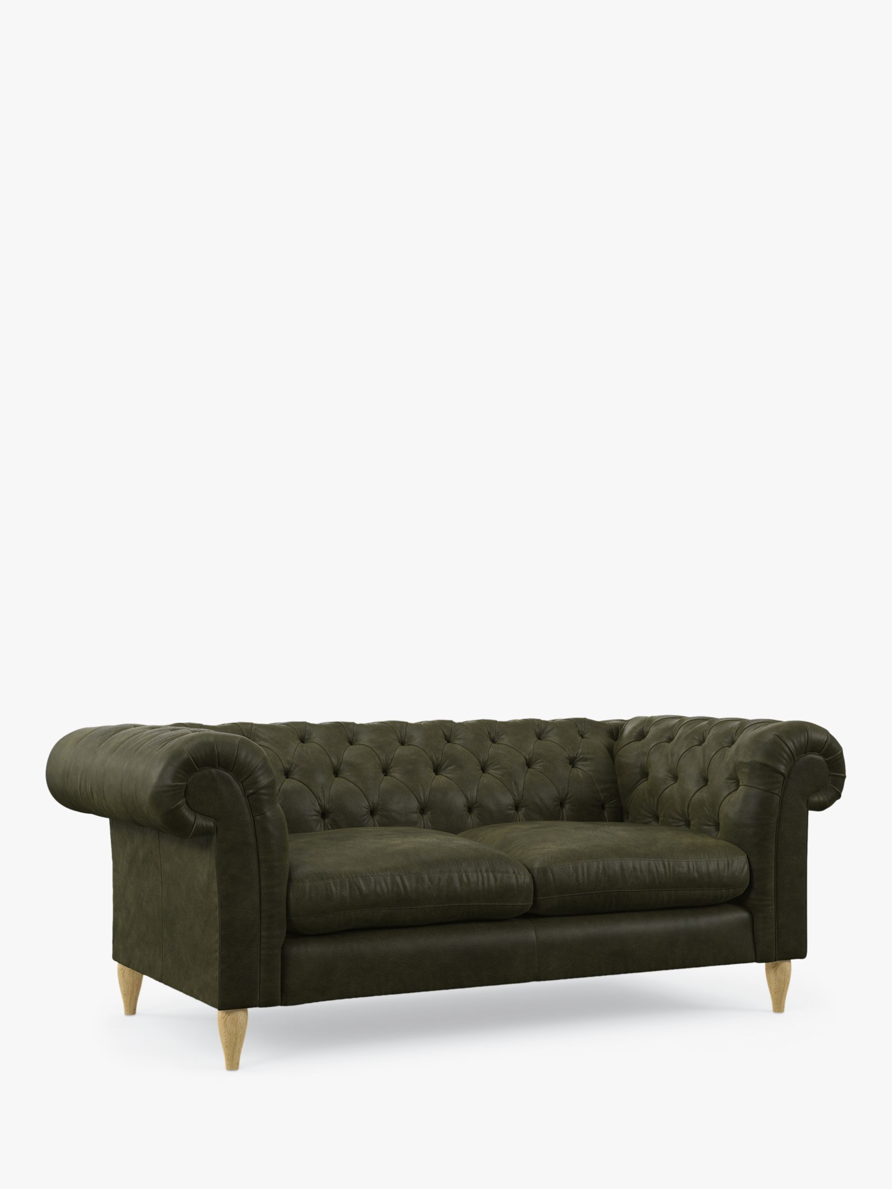 Cromwell Range, John Lewis Cromwell Large 3 Seater Leather Sofa, Light Leg, Demetra Green