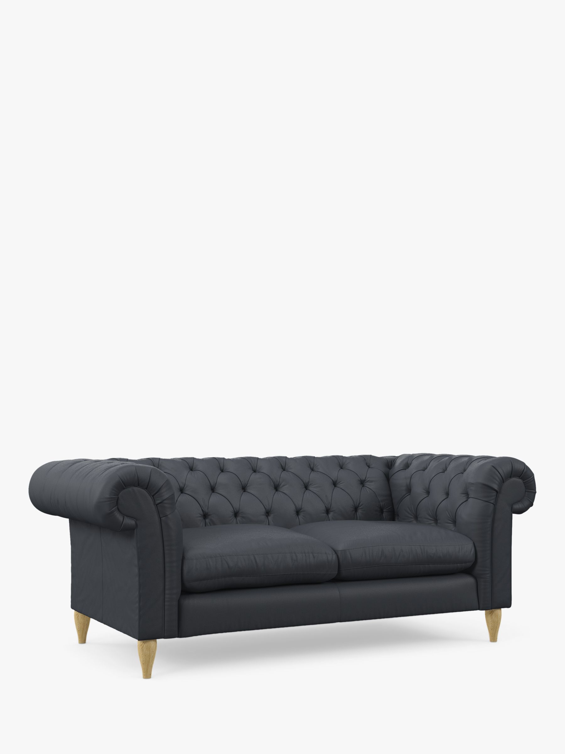 Cromwell Range, John Lewis Cromwell Large 3 Seater Leather Sofa, Light Leg, Matt Navy