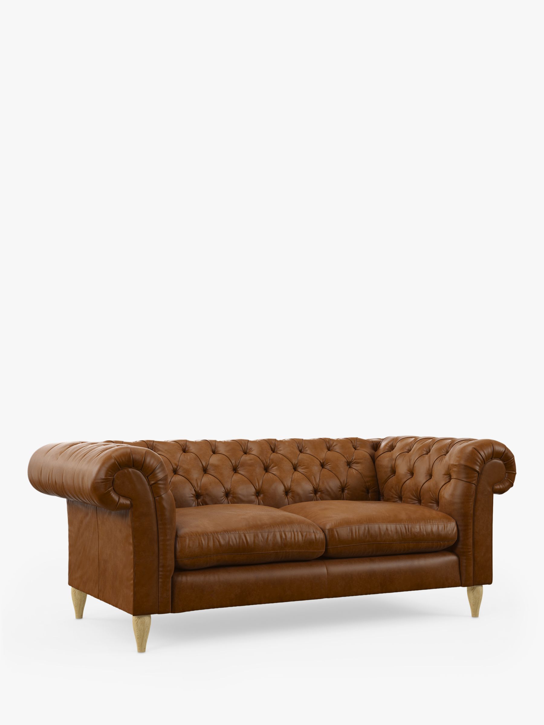 Cromwell Range, John Lewis Cromwell Large 3 Seater Leather Sofa, Light Leg, Premium Caramel