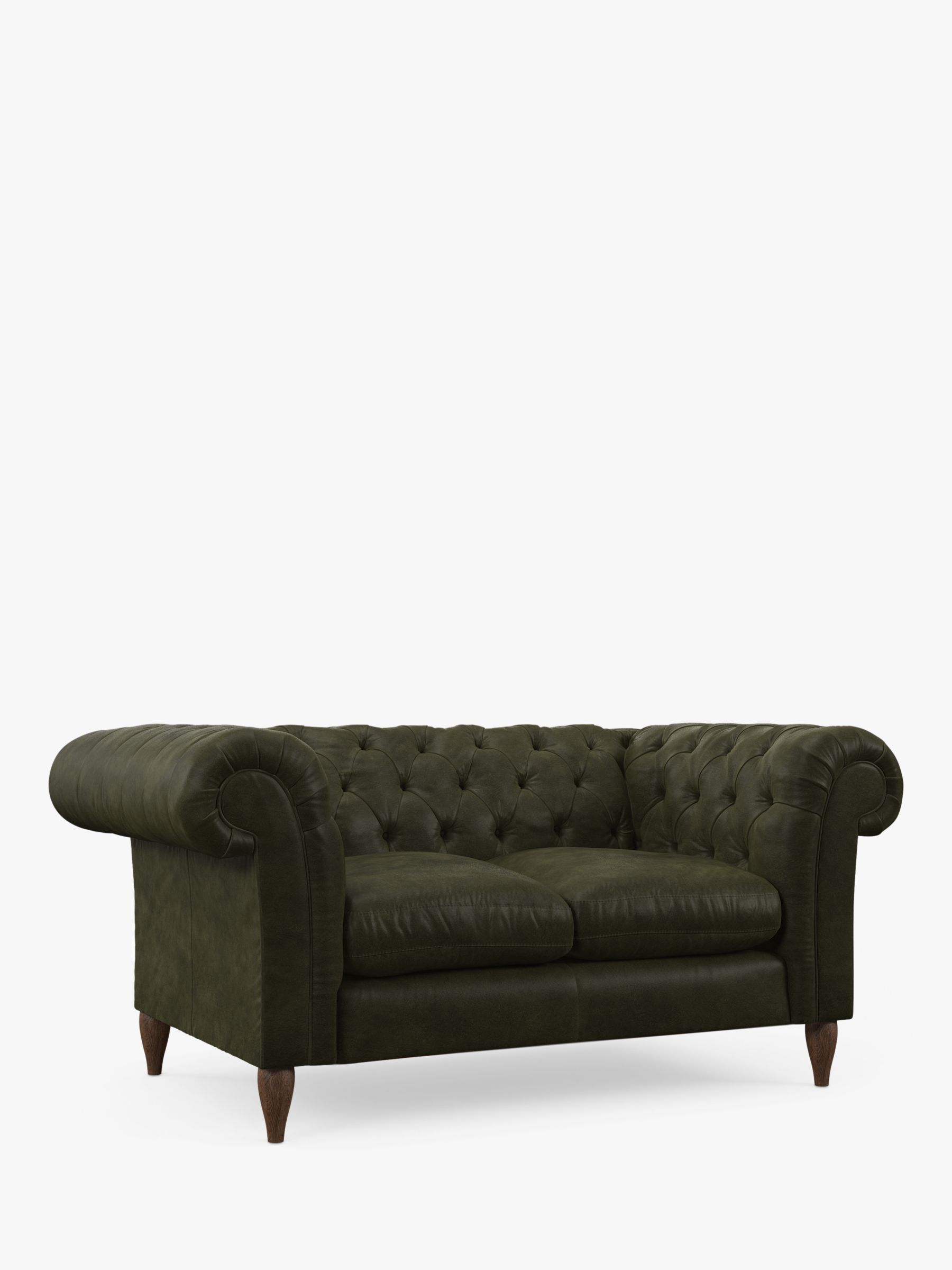 John Lewis Cromwell Small 2 Seater Leather Sofa, Dark Leg