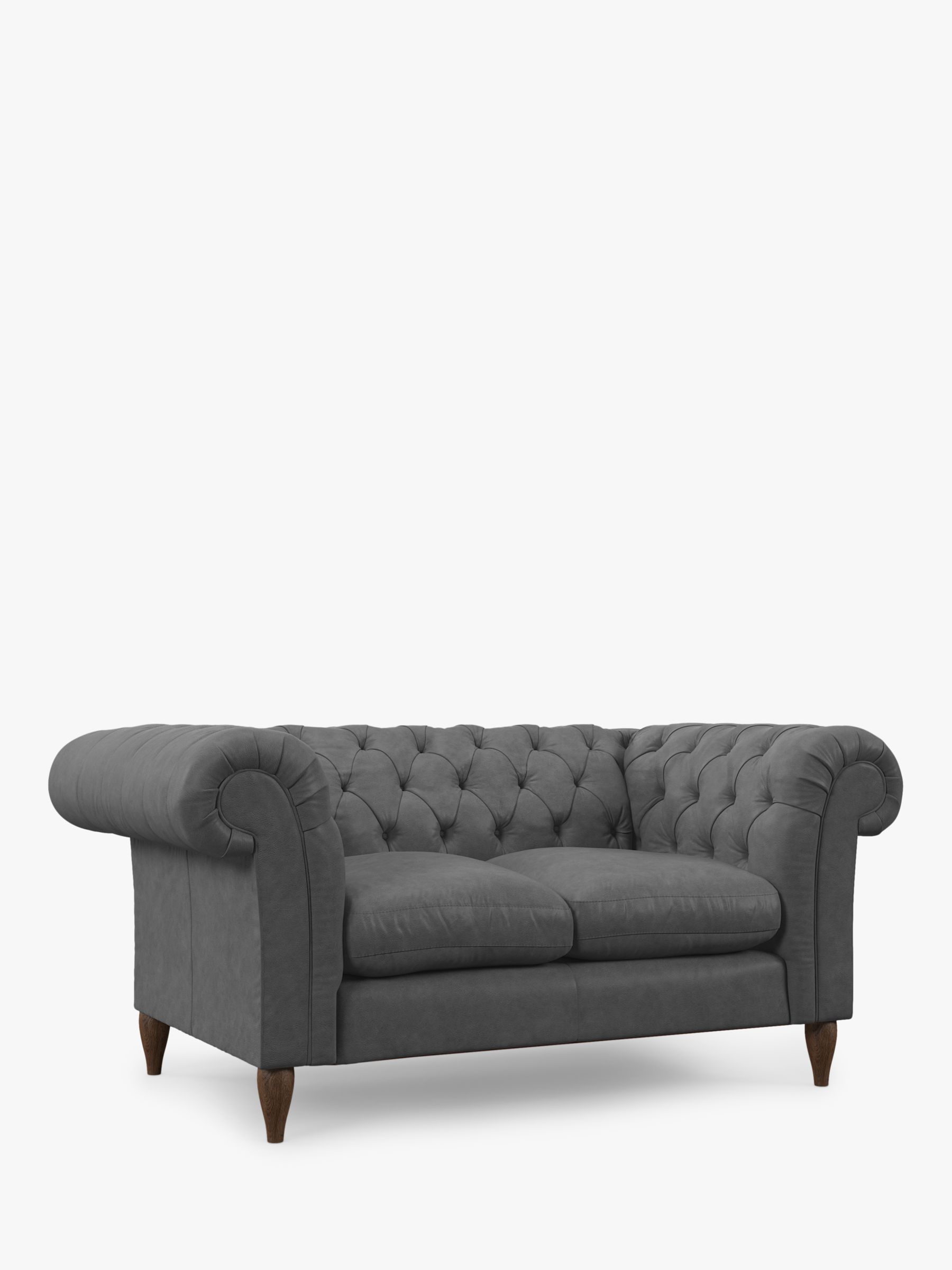 John Lewis Cromwell Small 2 Seater Leather Sofa, Dark Leg