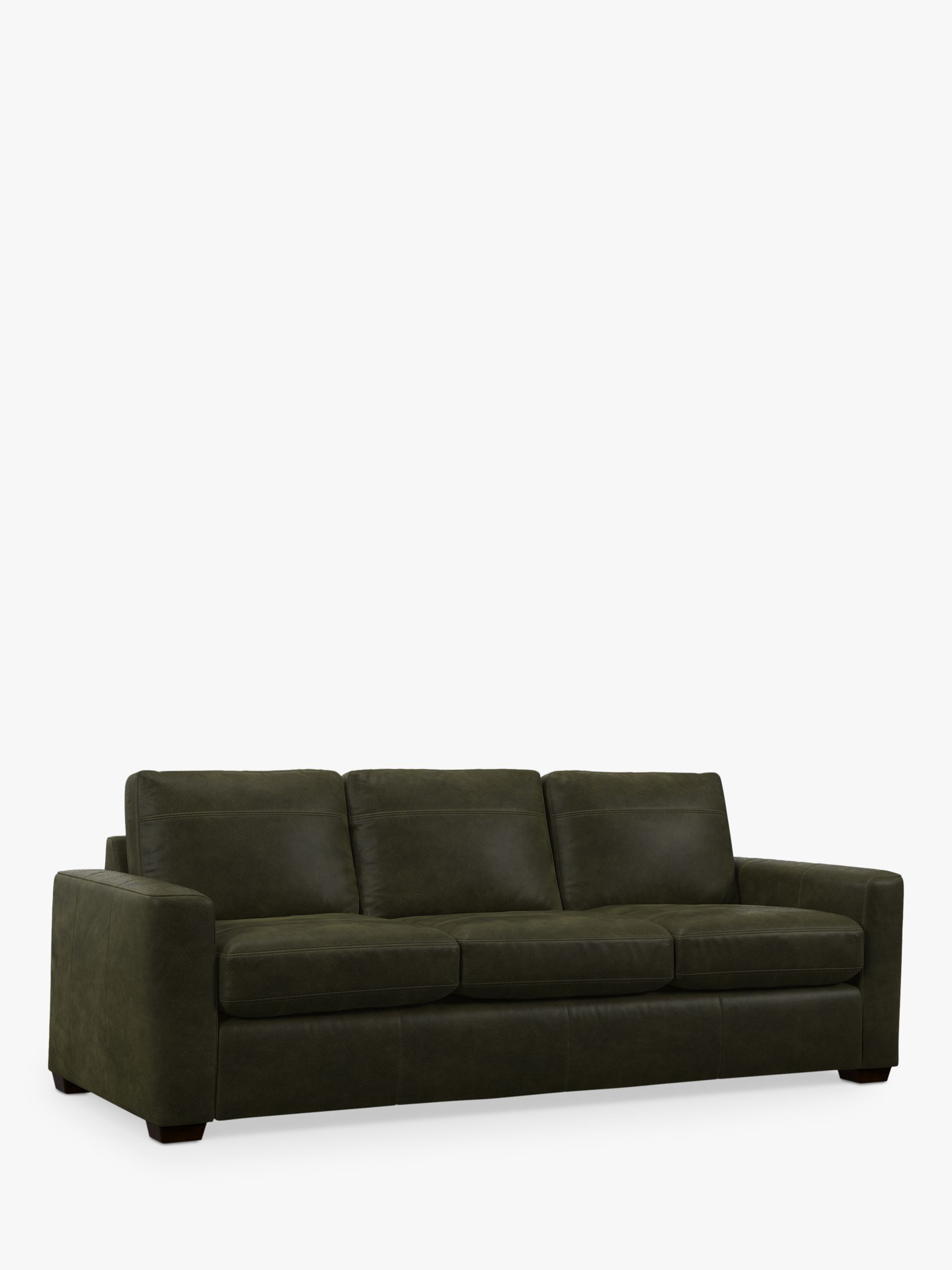 John Lewis Oliver Grand 4 Seater Leather Sofa, Dark Leg