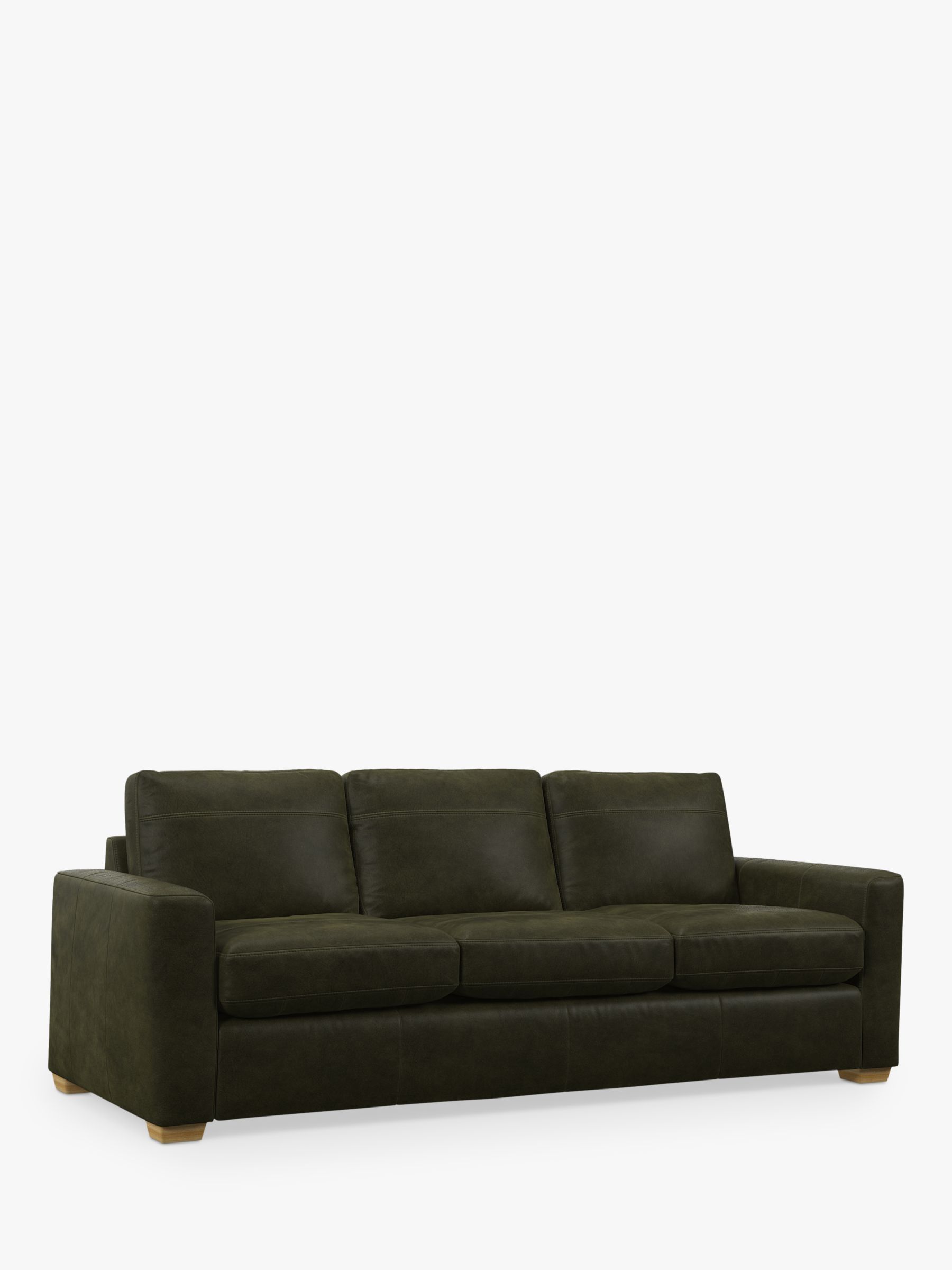 John Lewis Oliver Grand 4 Seater Leather Sofa, Light Leg