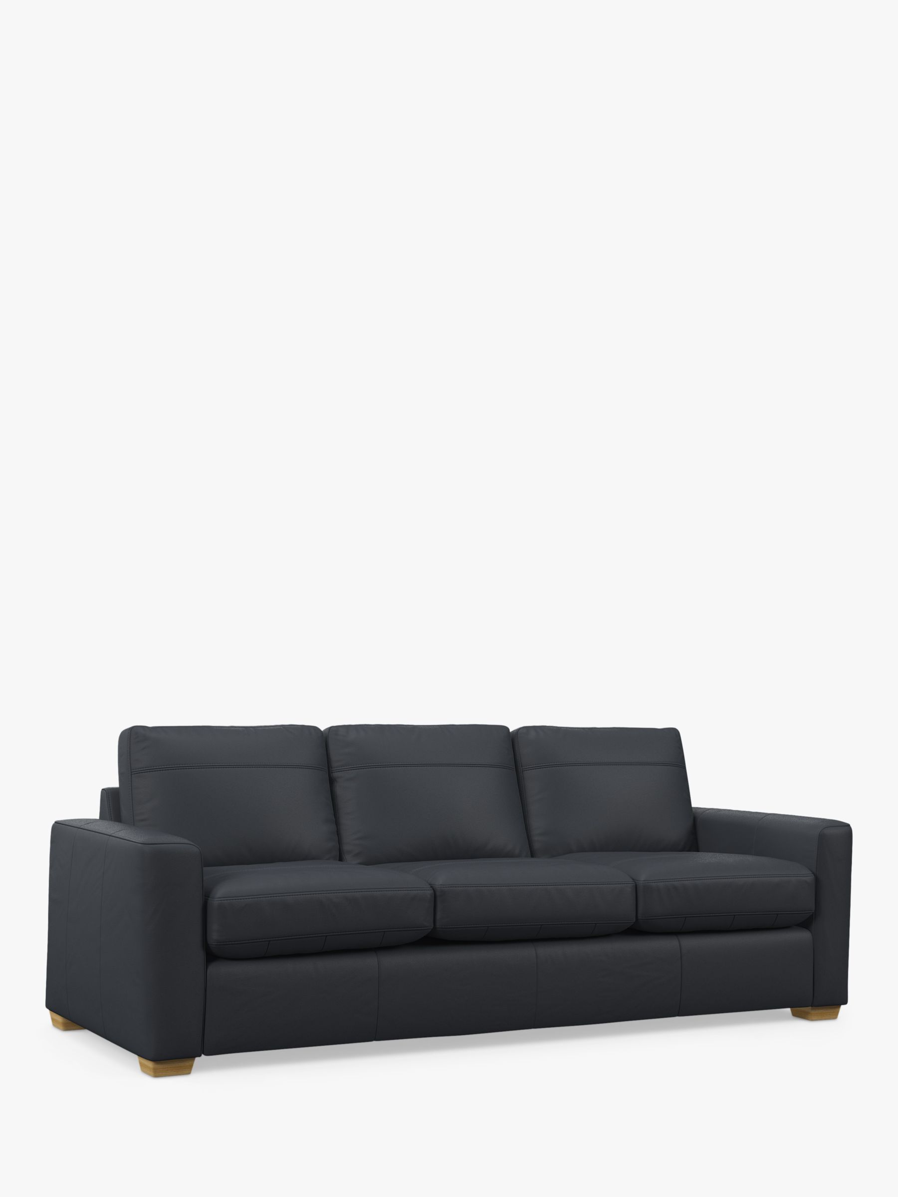 John Lewis Oliver Grand 4 Seater Leather Sofa, Light Leg