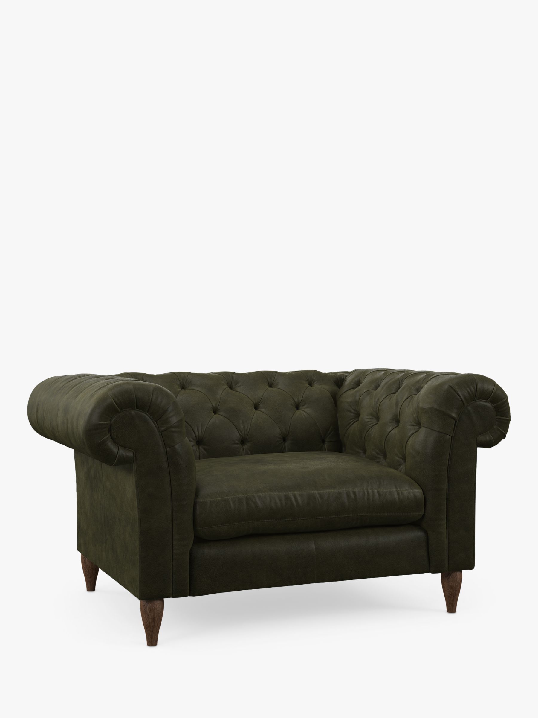 Cromwell Range, John Lewis Cromwell Leather Snuggler, Dark Leg, Demetra Green