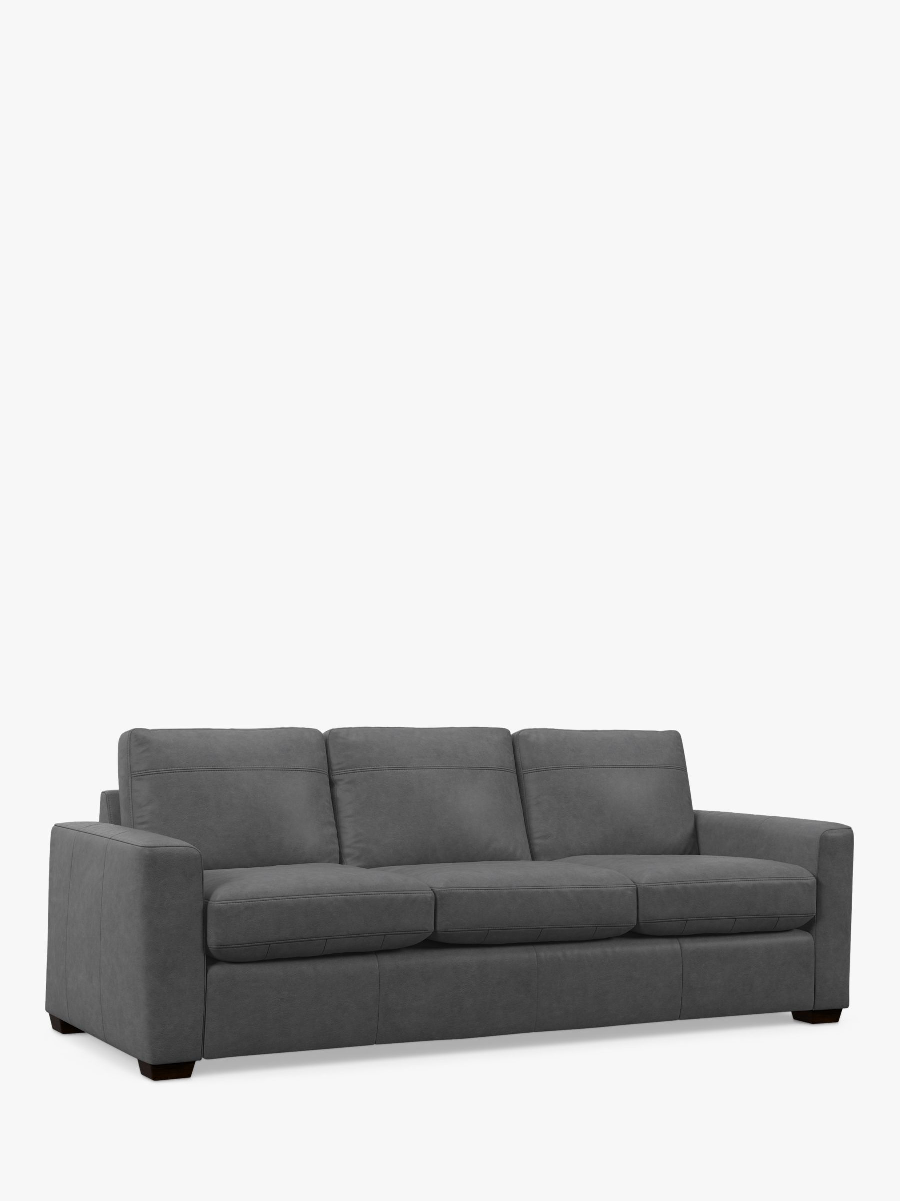 John Lewis Oliver Grand 4 Seater Leather Sofa, Dark Leg