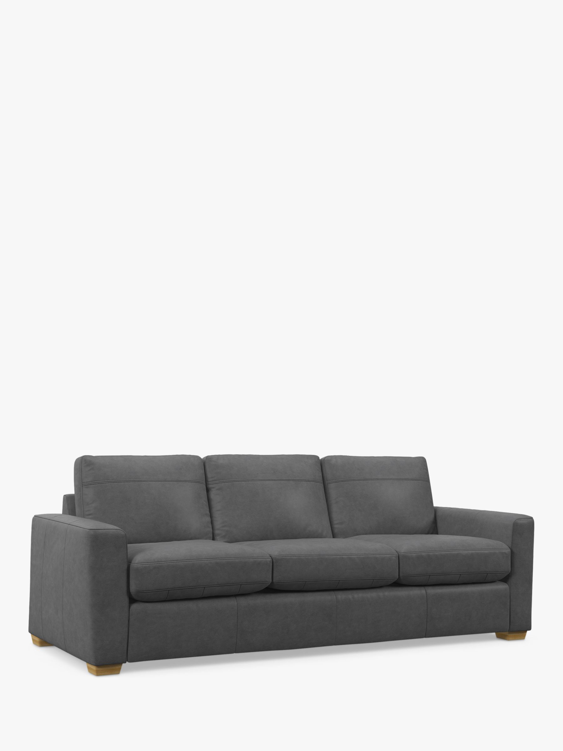 John Lewis Oliver Grand 4 Seater Leather Sofa, Light Leg