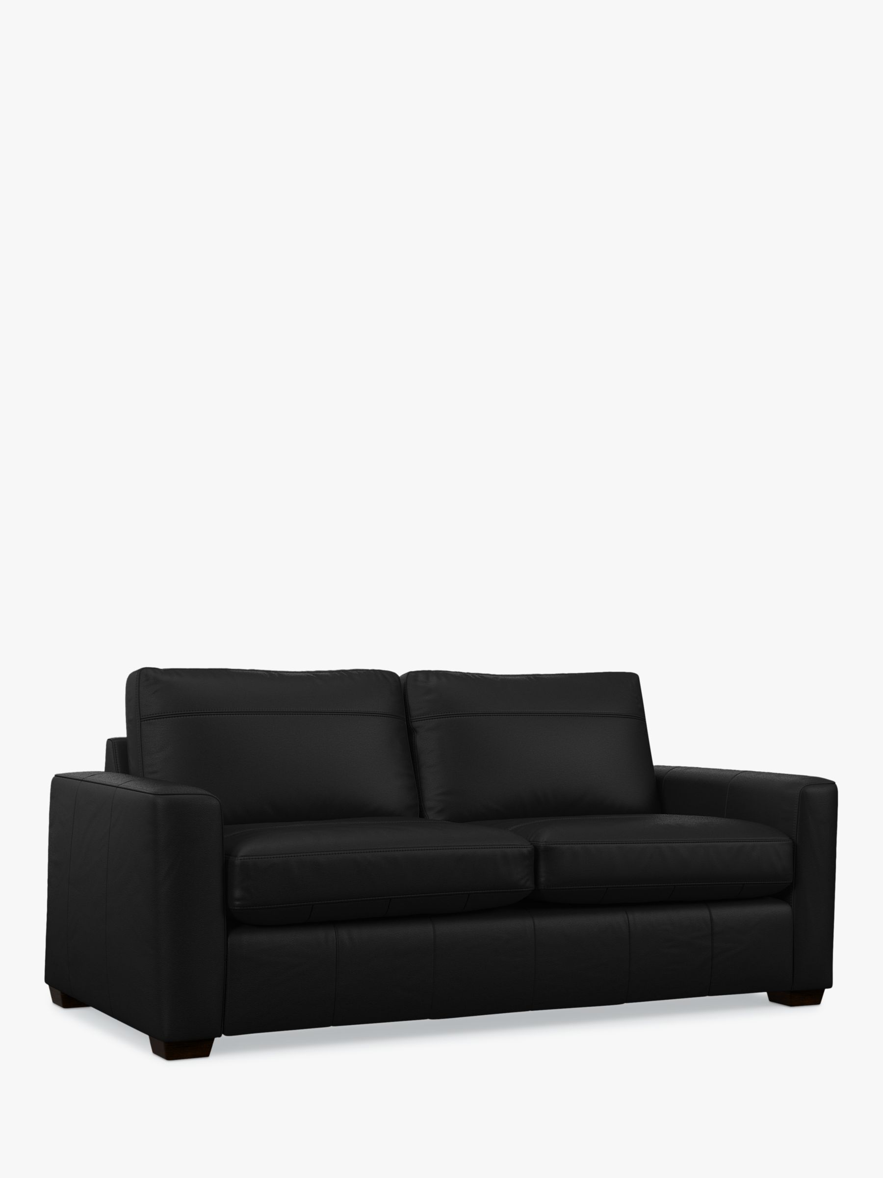 John Lewis Oliver Large 3 Seater Leather Sofa, Dark Leg