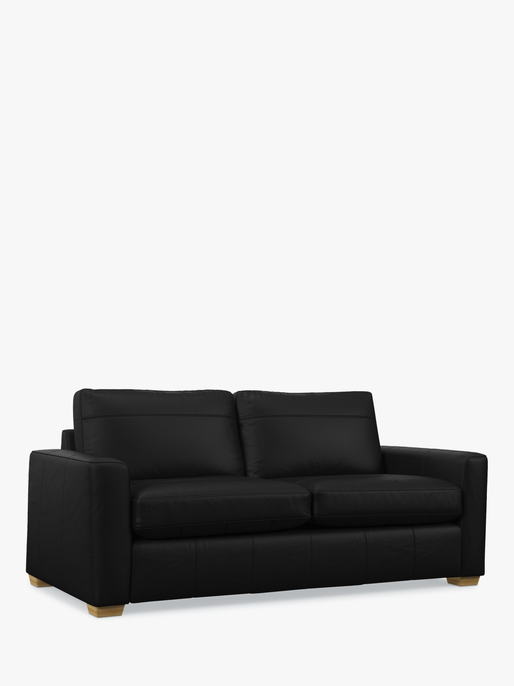 John Lewis Oliver Large 3 Seater Leather Sofa, Light Leg