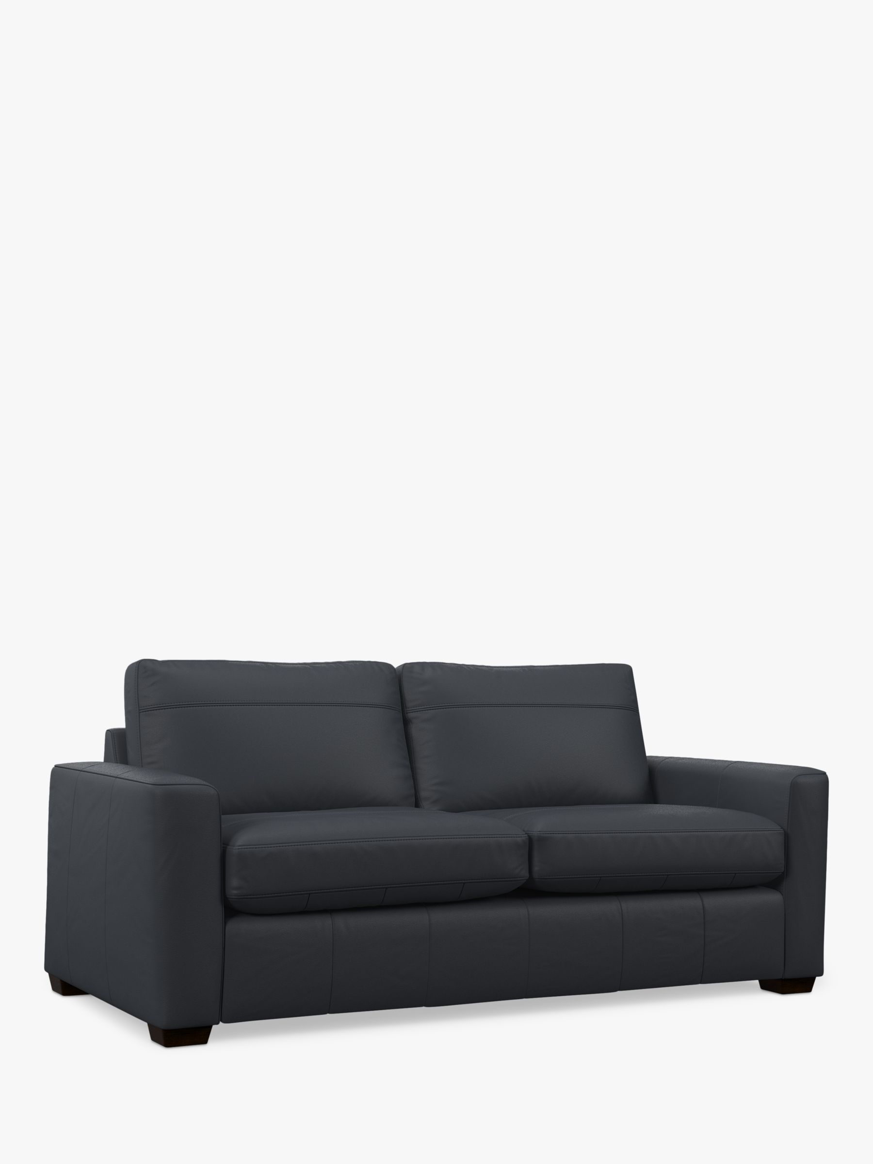 John Lewis Oliver Large 3 Seater Leather Sofa, Dark Leg