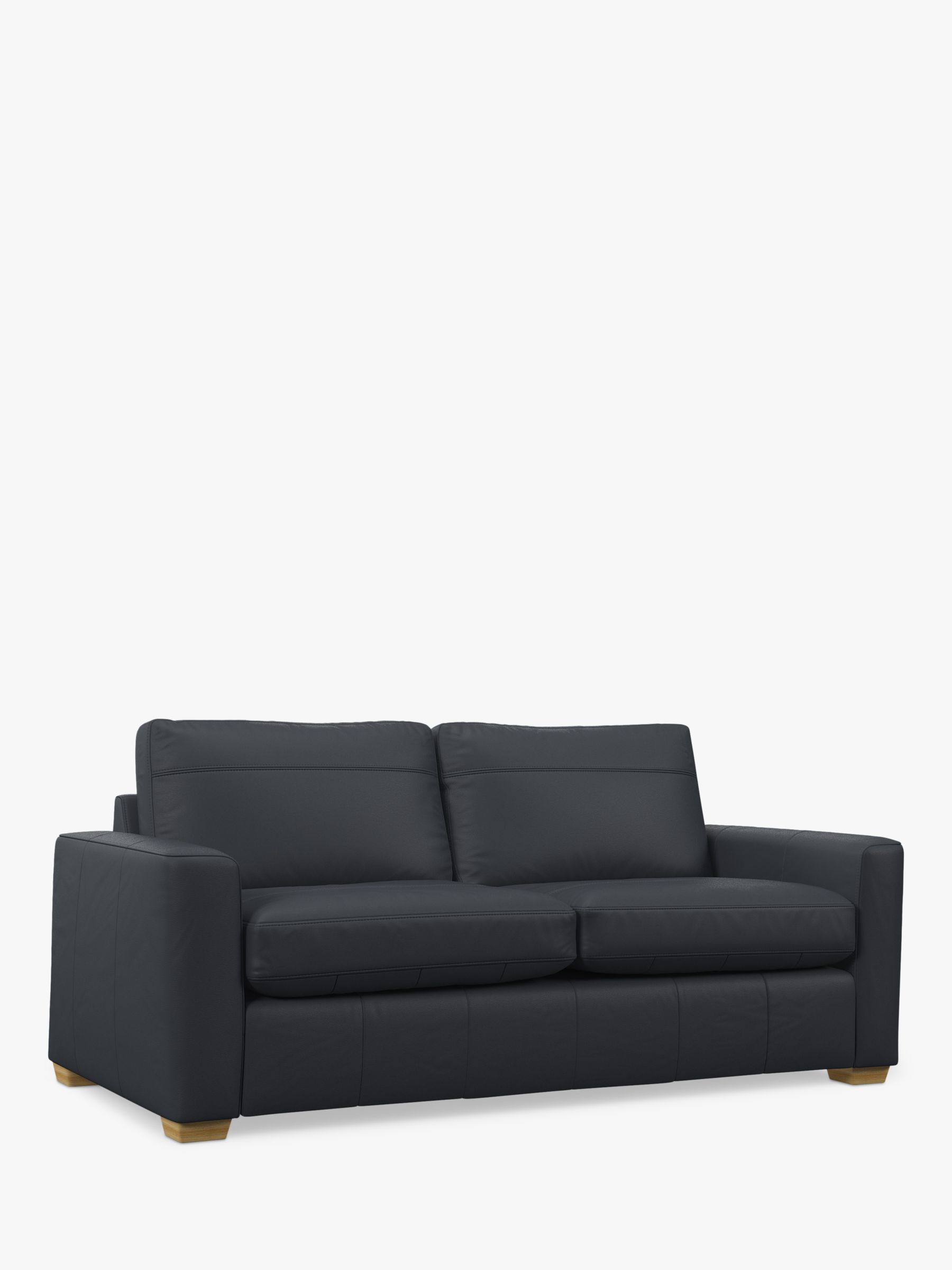 John Lewis Oliver Large 3 Seater Leather Sofa, Light Leg